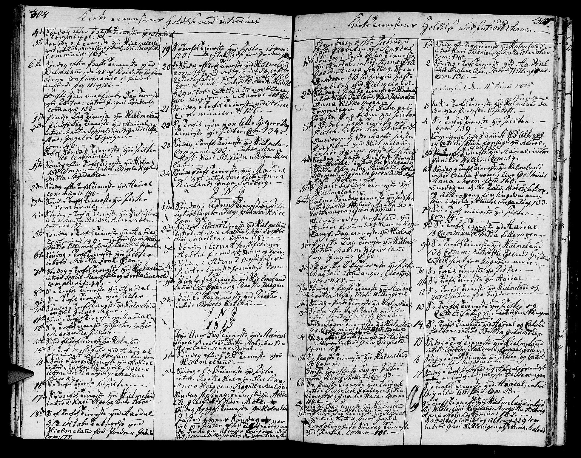 Hjelmeland sokneprestkontor, SAST/A-101843/01/IV/L0002: Parish register (official) no. A 2, 1799-1816, p. 304-305