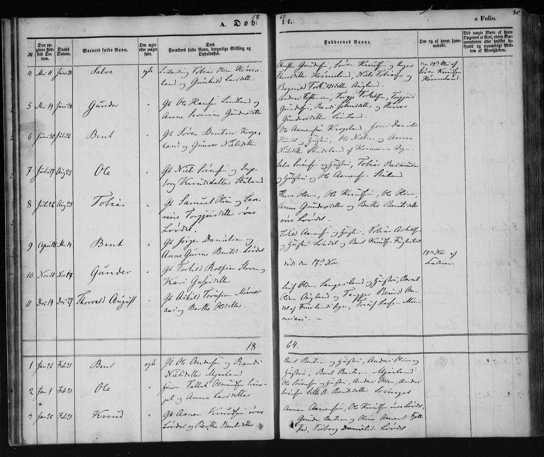 Holum sokneprestkontor, AV/SAK-1111-0022/F/Fa/Fab/L0005: Parish register (official) no. A 5, 1847-1874, p. 30