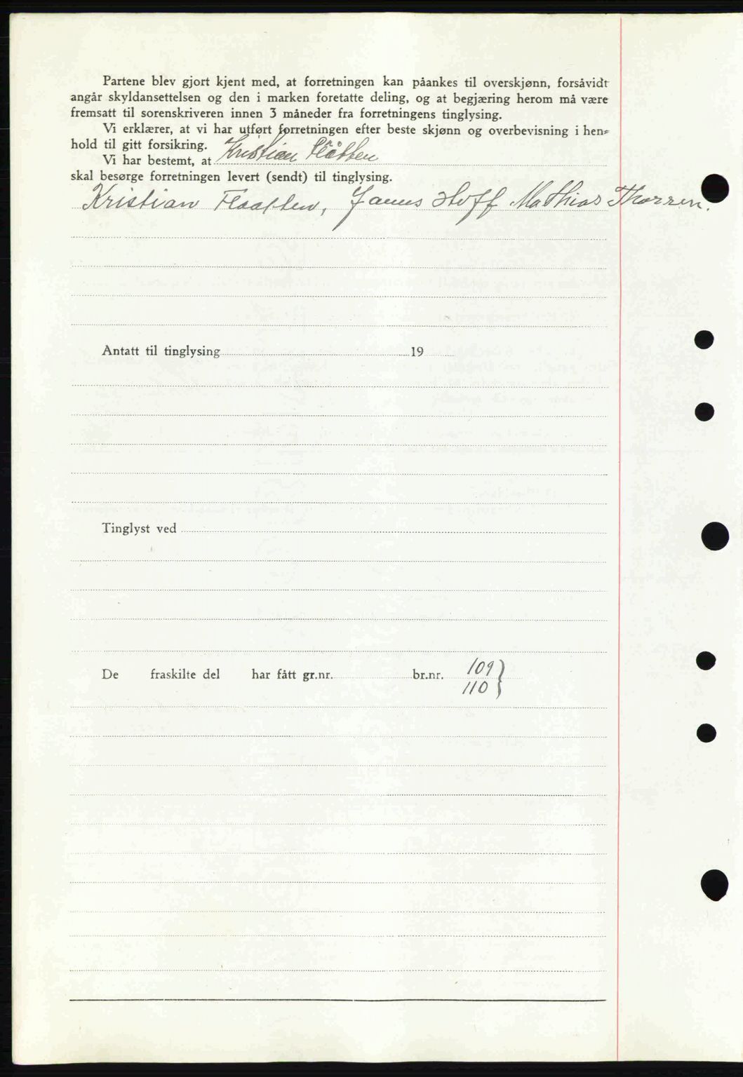 Tønsberg sorenskriveri, AV/SAKO-A-130/G/Ga/Gaa/L0009: Mortgage book no. A9, 1940-1941, Diary no: : 2421/1940