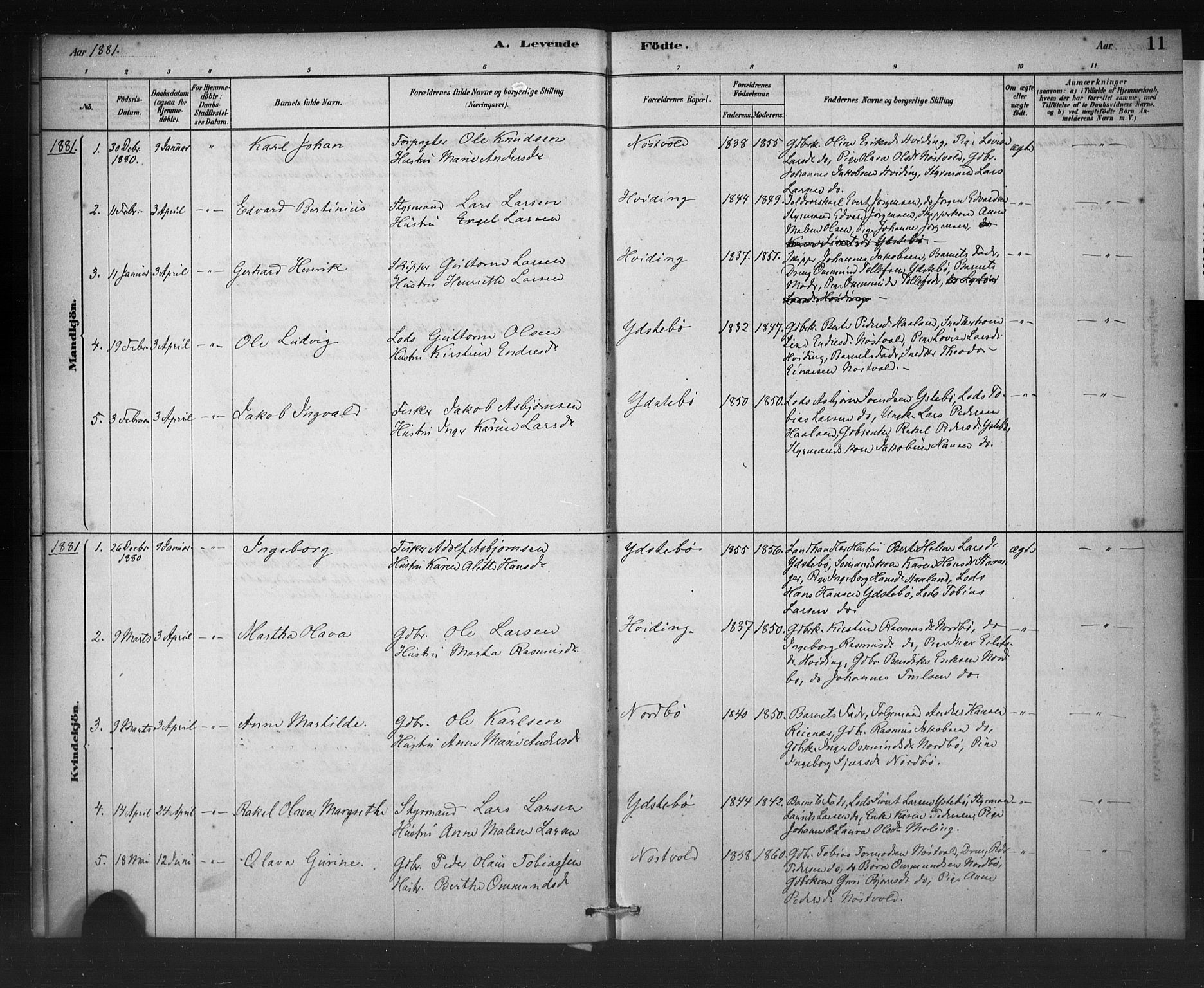 Rennesøy sokneprestkontor, AV/SAST-A -101827/H/Ha/Haa/L0011: Parish register (official) no. A 11, 1878-1887, p. 11