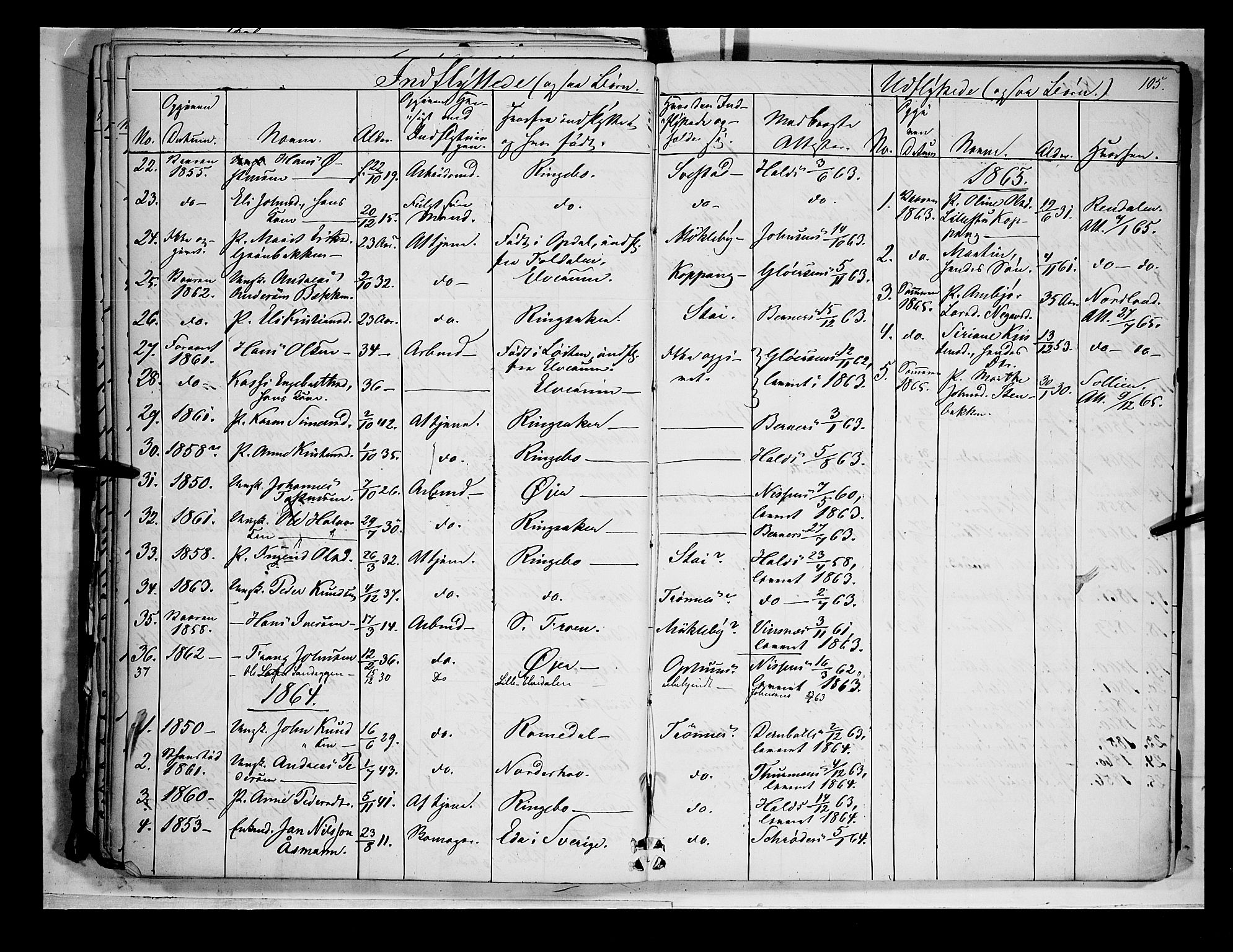 Åmot prestekontor, Hedmark, AV/SAH-PREST-056/H/Ha/Haa/L0007: Parish register (official) no. 7, 1860-1870, p. 105