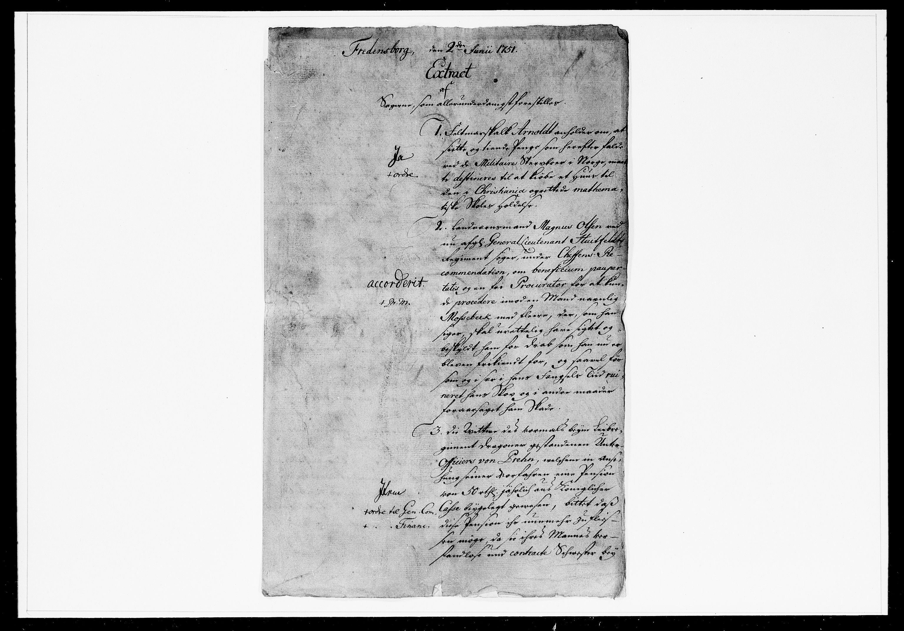 Krigskollegiet, Krigskancelliet, DRA/A-0006/-/1226-1232: Refererede sager, 1751, p. 136