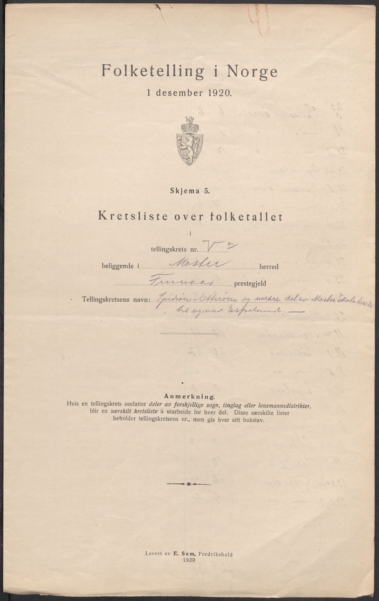 SAB, 1920 census for Moster, 1920, p. 20