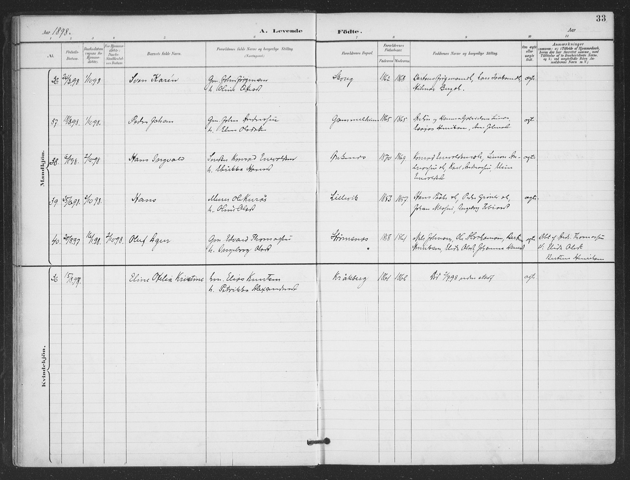 Ministerialprotokoller, klokkerbøker og fødselsregistre - Nordland, AV/SAT-A-1459/866/L0939: Parish register (official) no. 866A02, 1894-1906, p. 33