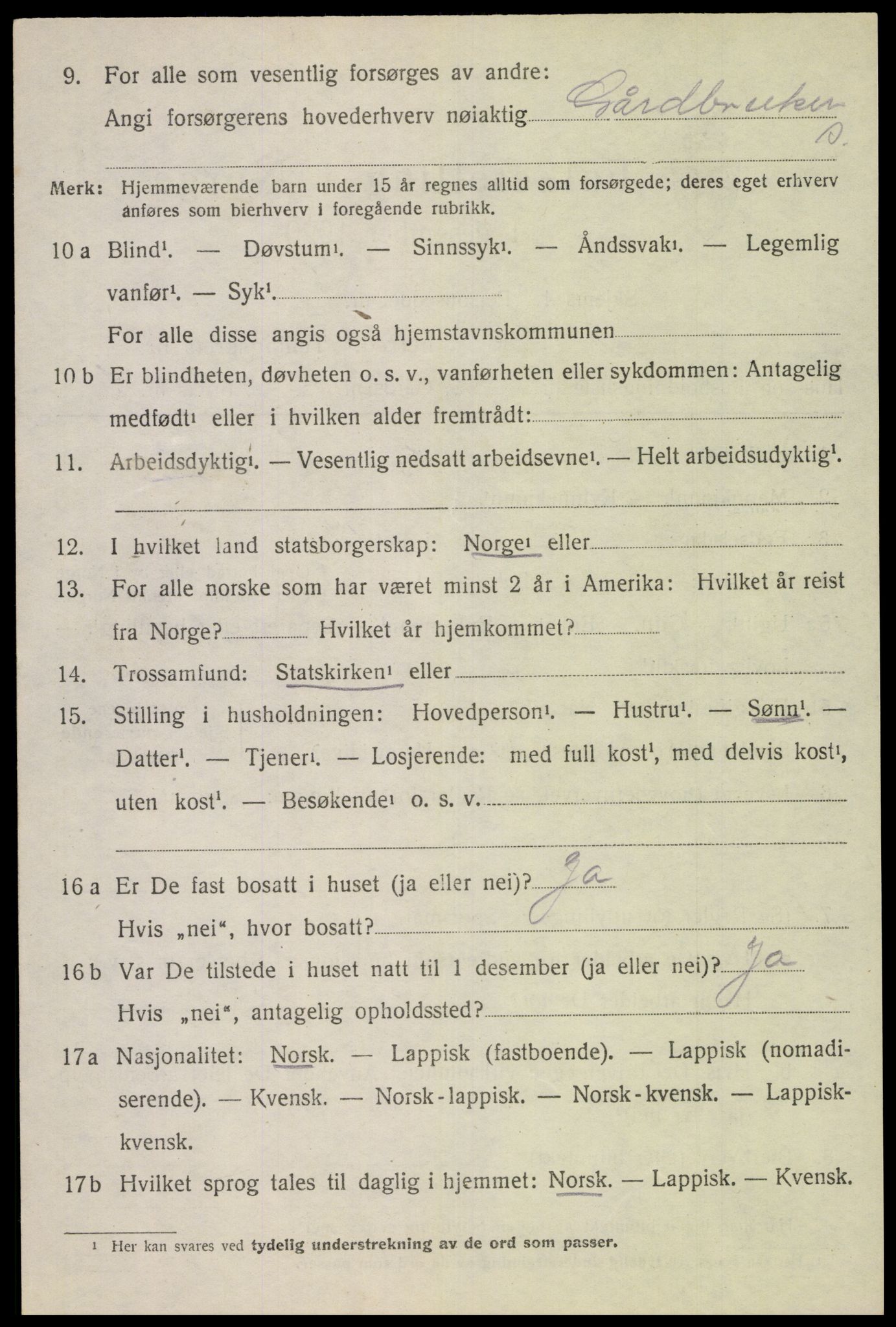 SAT, 1920 census for Dverberg, 1920, p. 7103