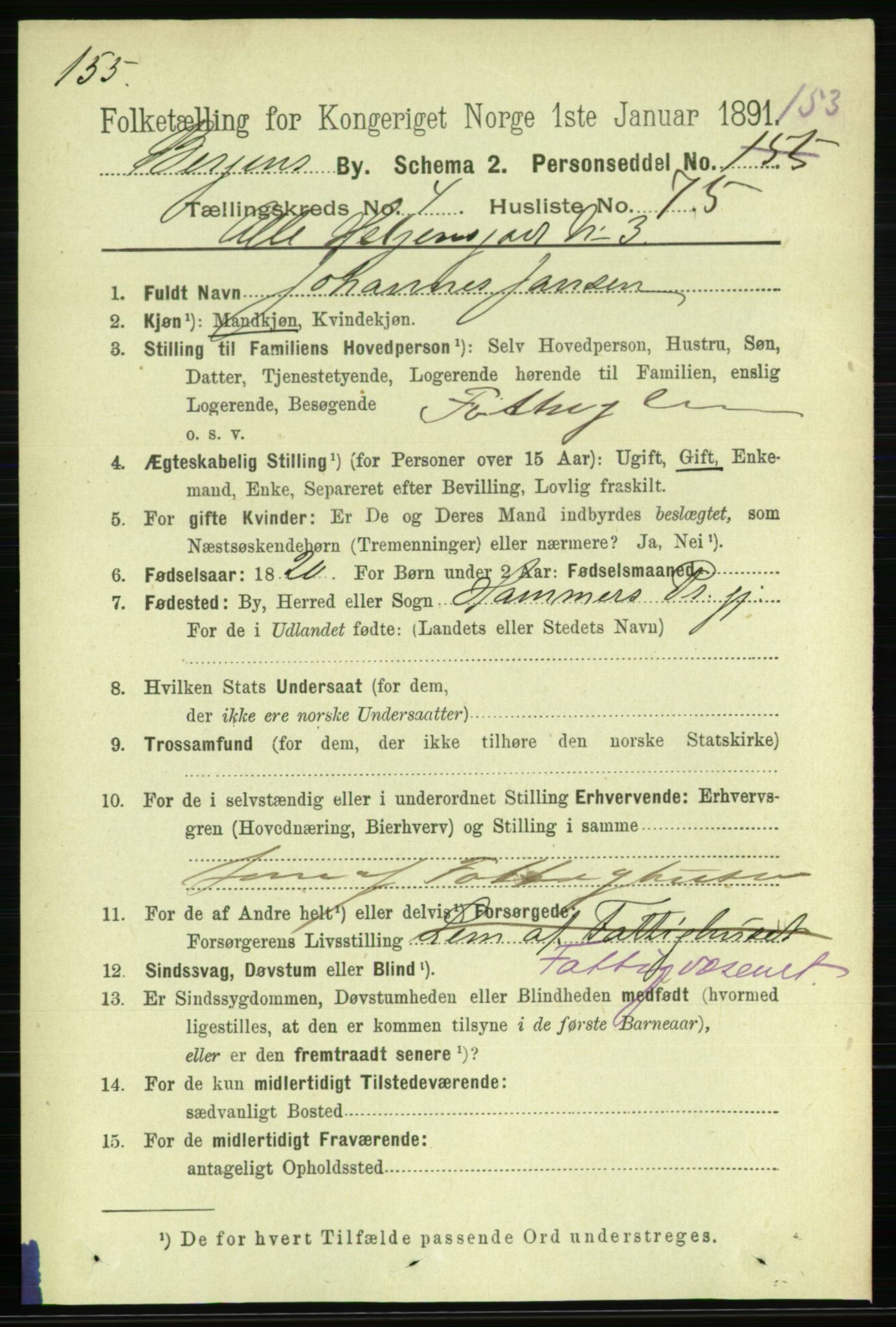 RA, 1891 Census for 1301 Bergen, 1891, p. 13684