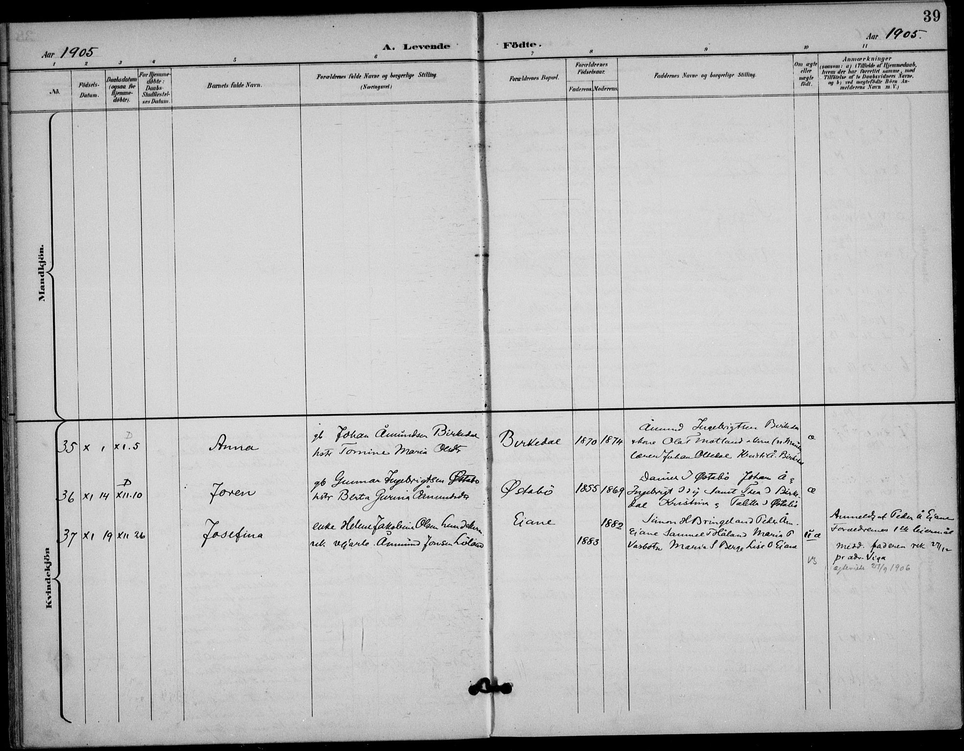 Høgsfjord sokneprestkontor, SAST/A-101624/H/Ha/Haa/L0007: Parish register (official) no. A 7, 1898-1917, p. 39