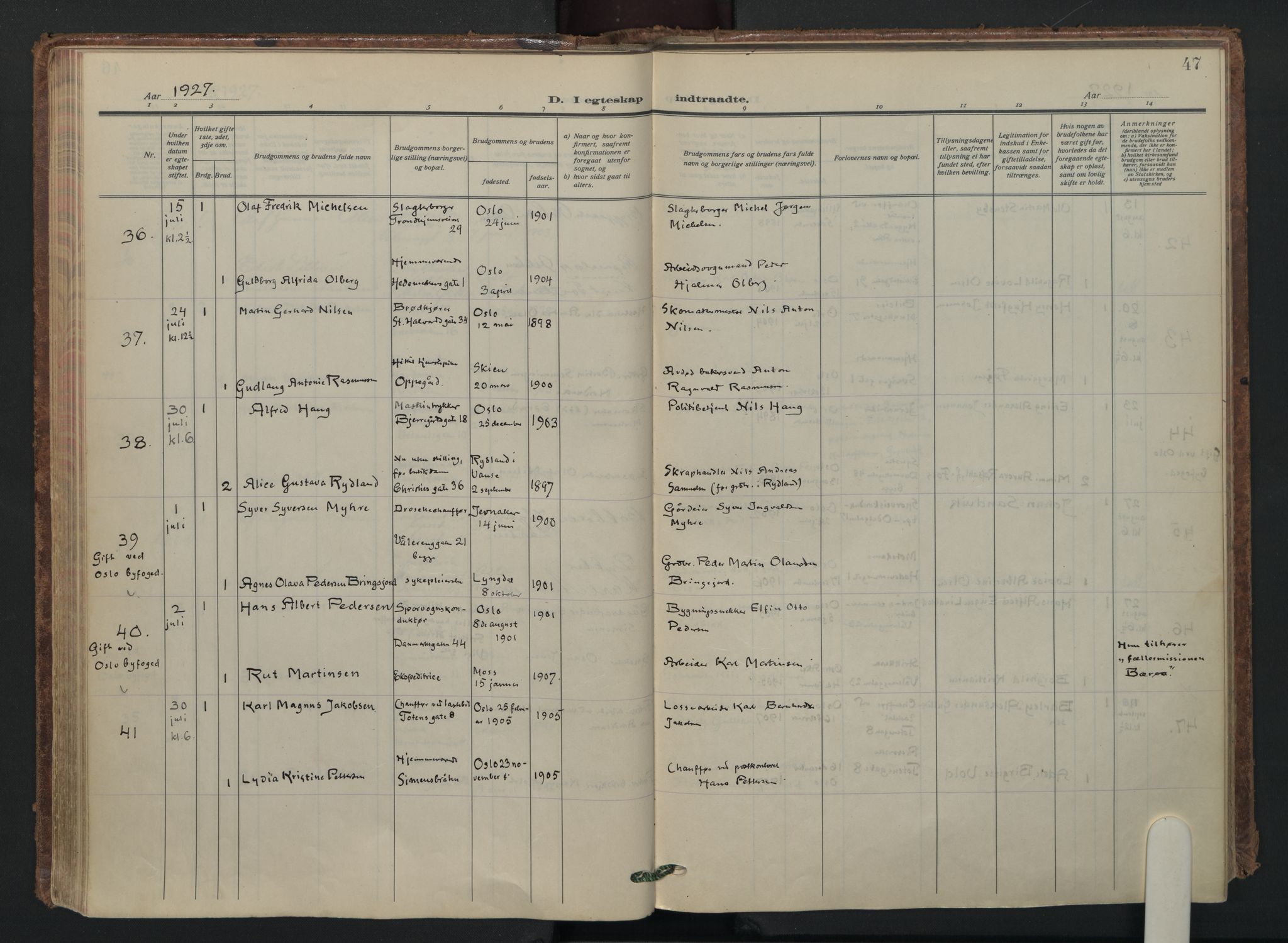 Vålerengen prestekontor Kirkebøker, AV/SAO-A-10878/F/Fa/L0005: Parish register (official) no. 5, 1924-1936, p. 47