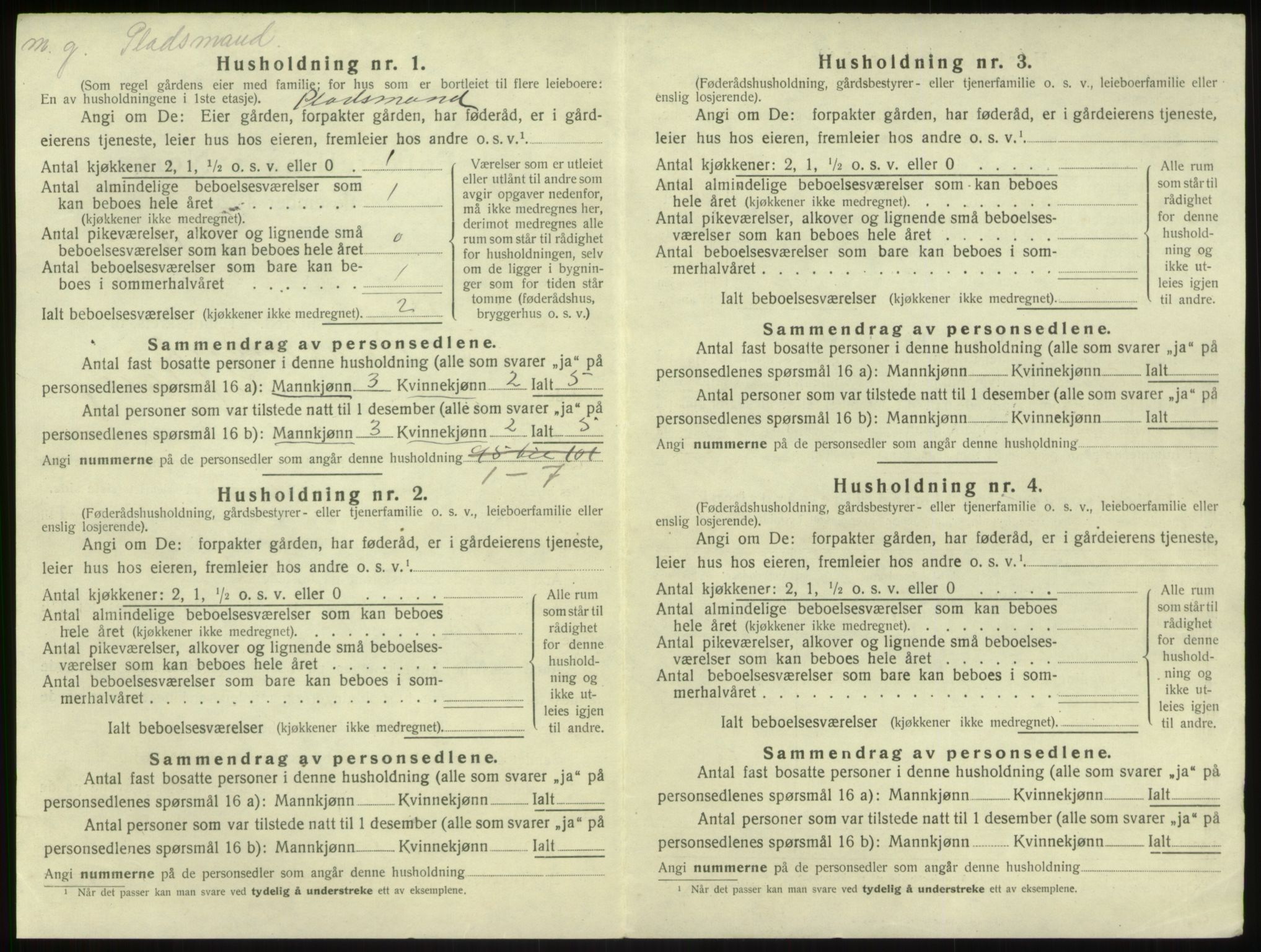 SAB, 1920 census for Brekke, 1920, p. 168