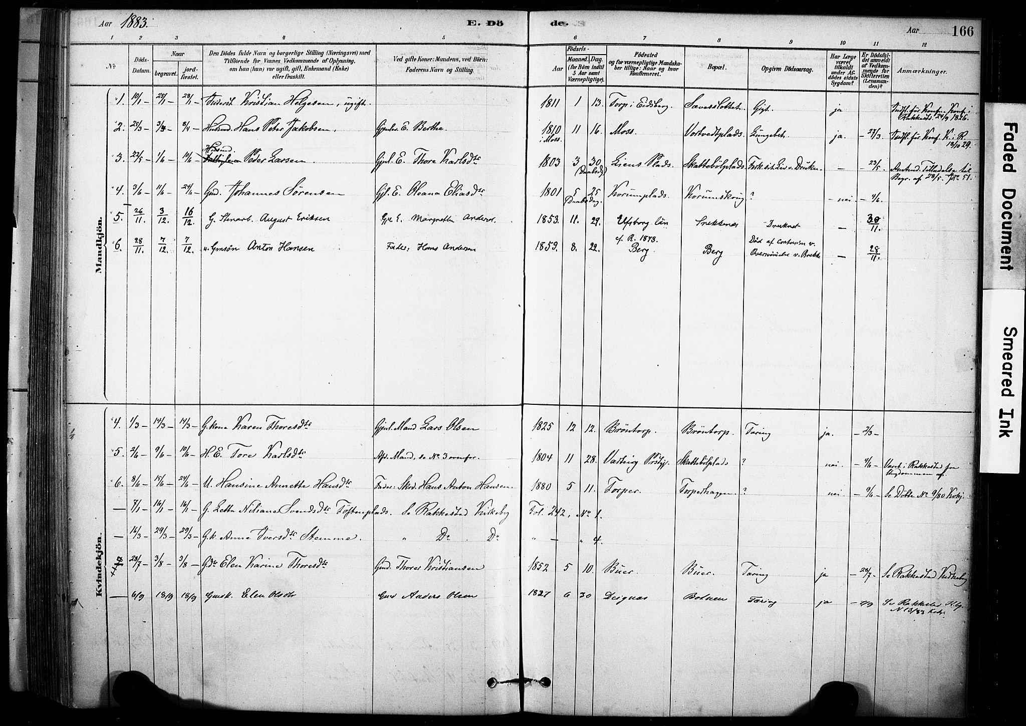 Rakkestad prestekontor Kirkebøker, SAO/A-2008/F/Fc/L0001: Parish register (official) no. III 1, 1878-1905, p. 166