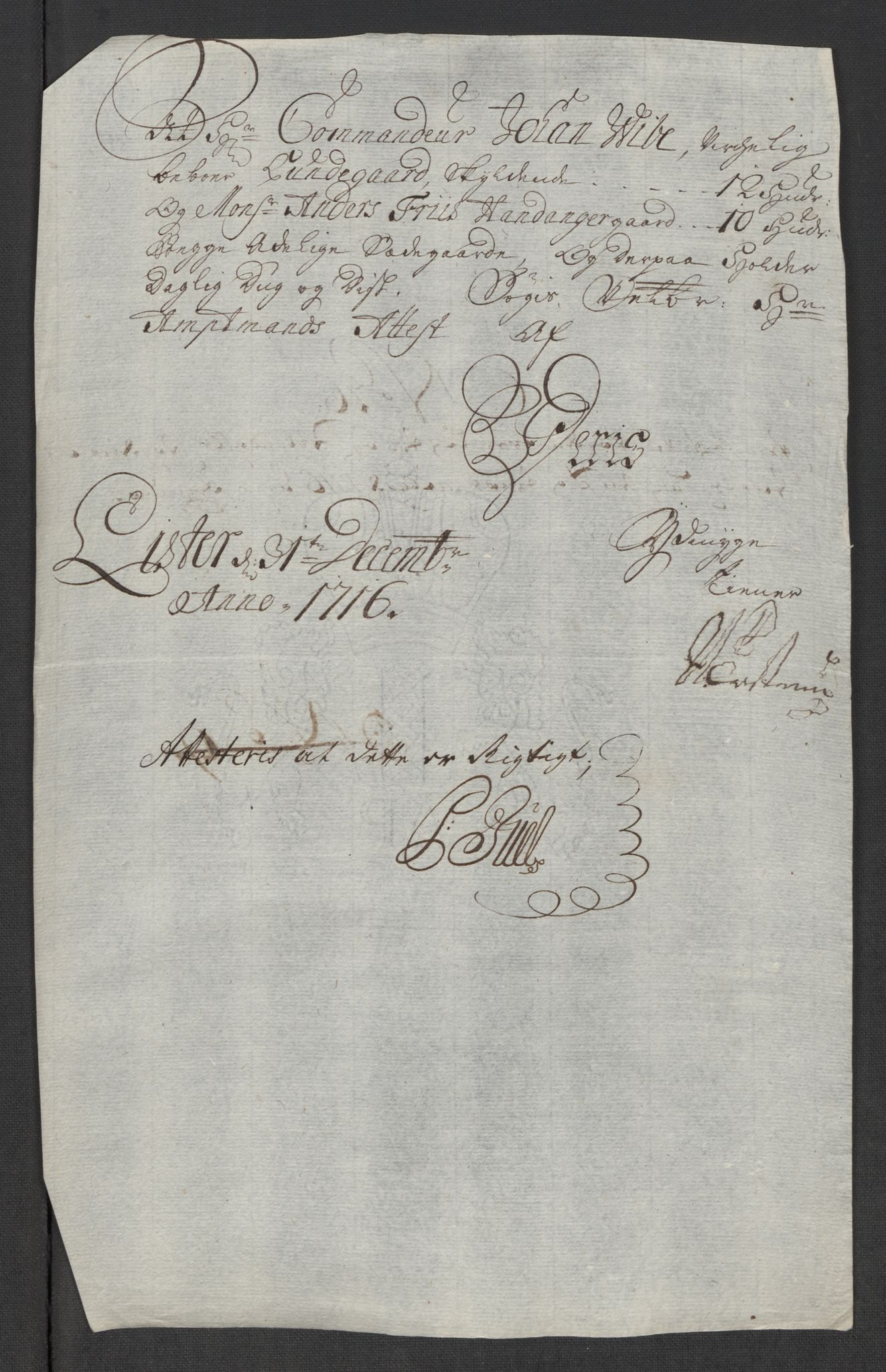 Rentekammeret inntil 1814, Reviderte regnskaper, Fogderegnskap, AV/RA-EA-4092/R43/L2560: Fogderegnskap Lista og Mandal, 1716, p. 231