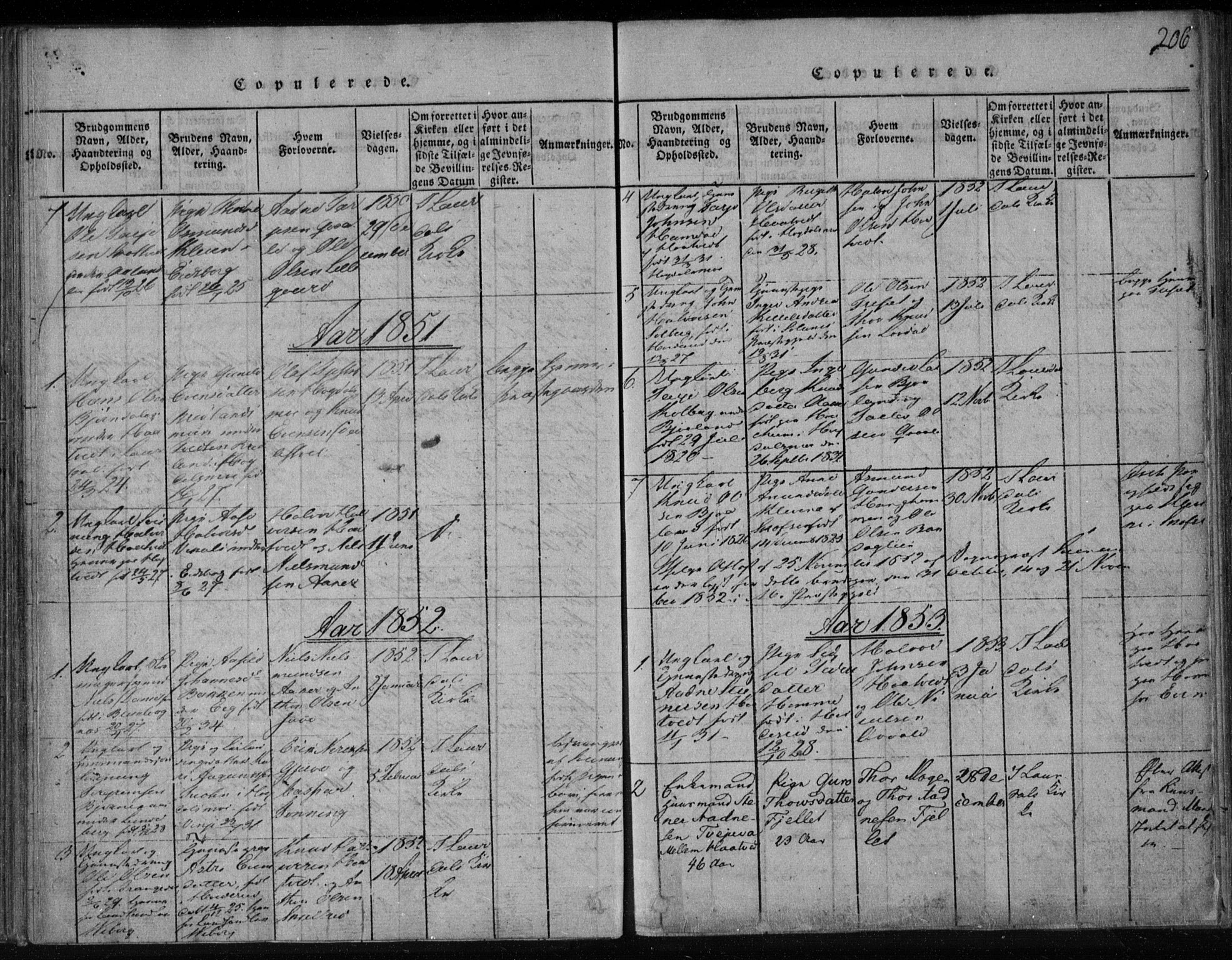 Lårdal kirkebøker, SAKO/A-284/F/Fa/L0005: Parish register (official) no. I 5, 1815-1860, p. 206