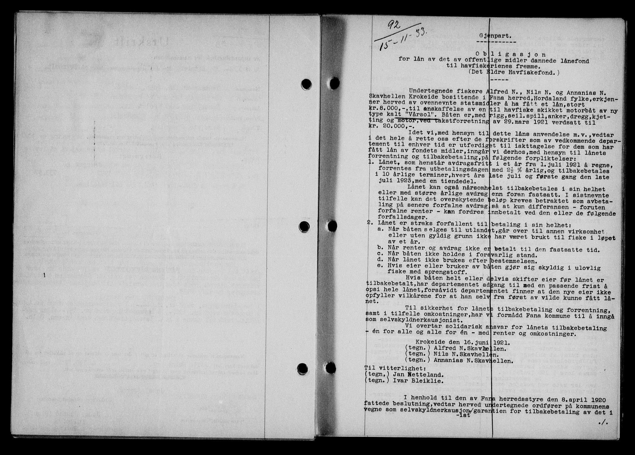 Lofoten sorenskriveri, AV/SAT-A-0017/1/2/2C/L0028b: Mortgage book no. 28b, 1933-1933, Deed date: 15.11.1933