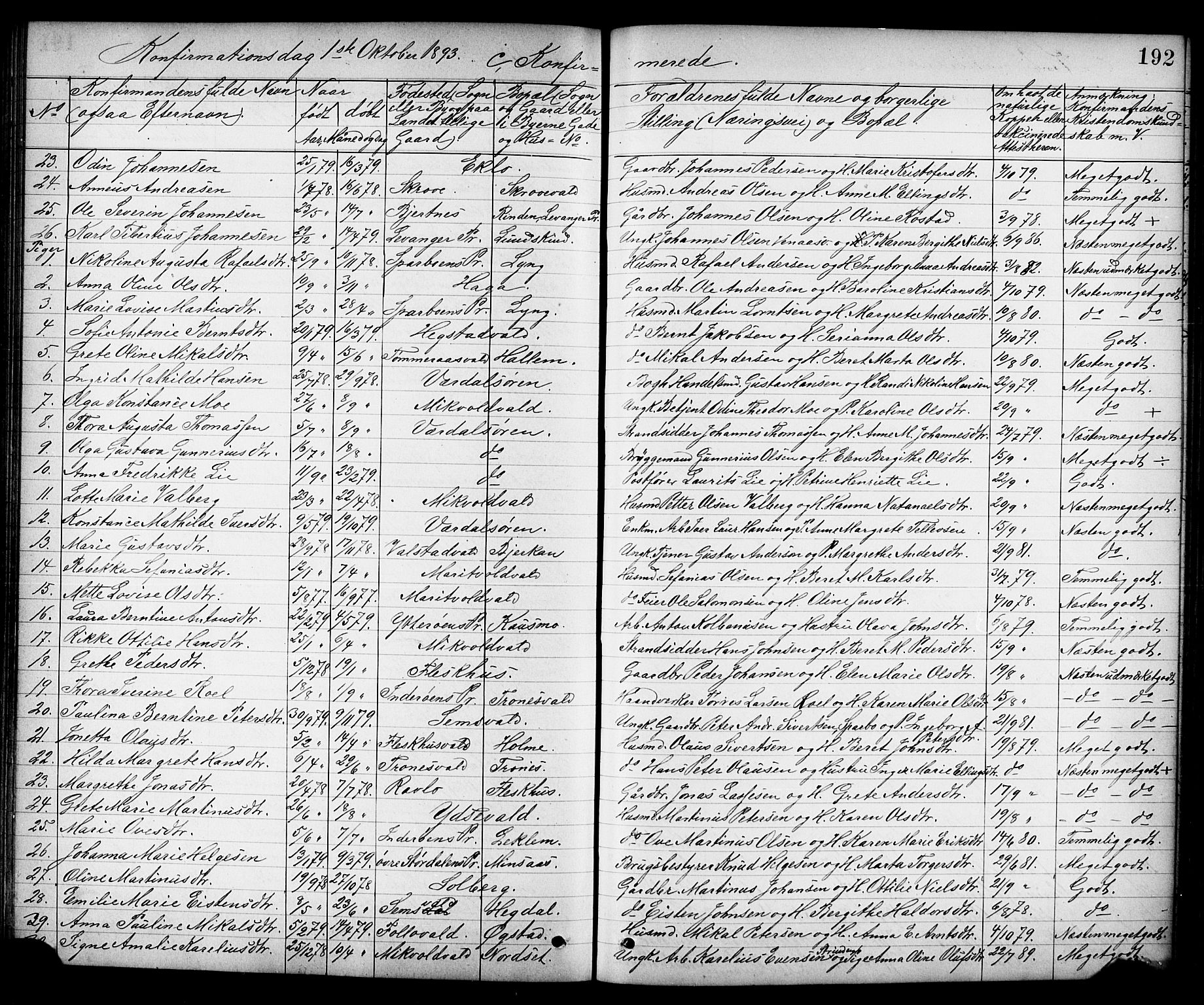 Ministerialprotokoller, klokkerbøker og fødselsregistre - Nord-Trøndelag, SAT/A-1458/723/L0257: Parish register (copy) no. 723C05, 1890-1907, p. 192