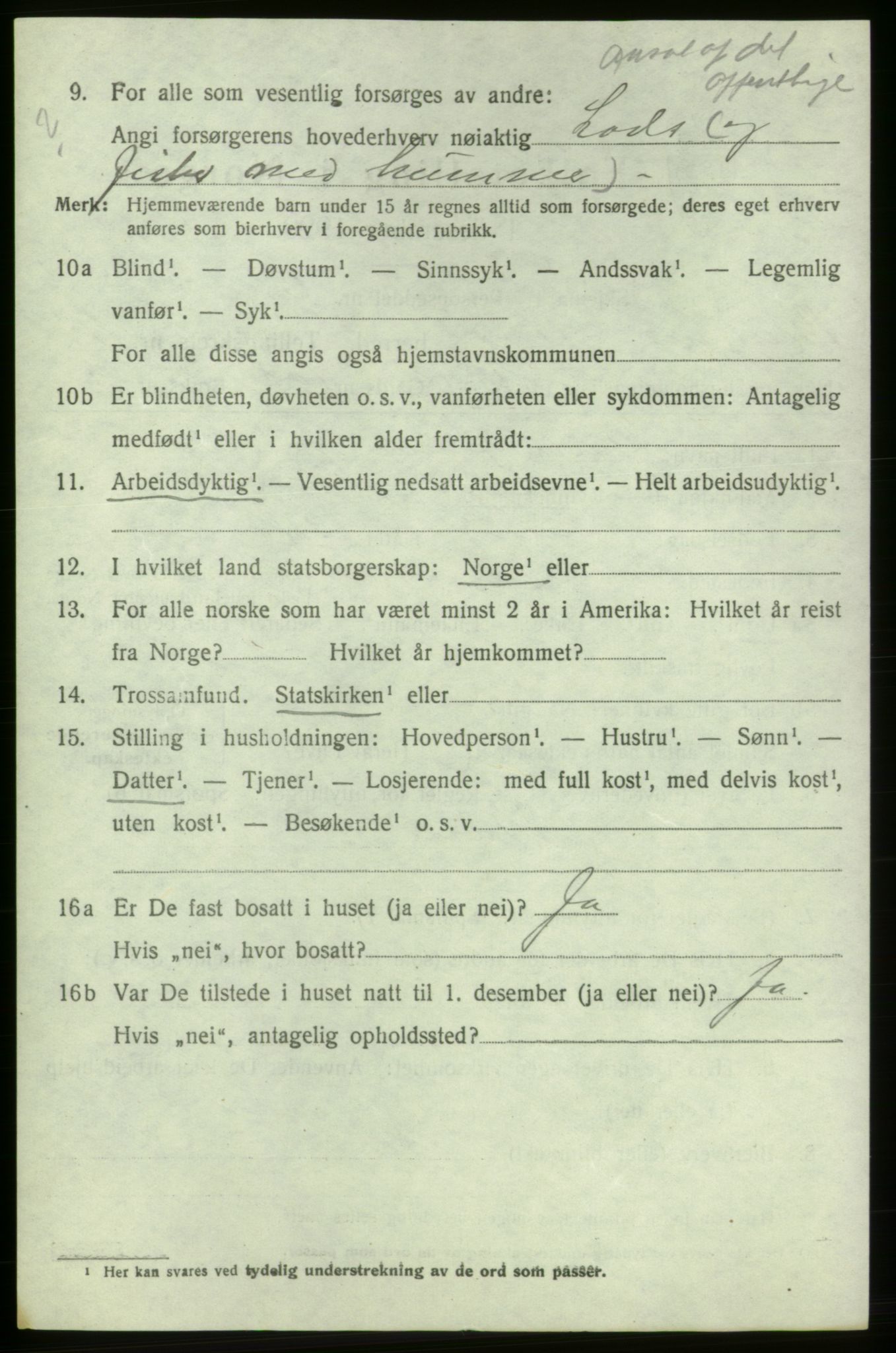 SAB, 1920 census for Bremnes, 1920, p. 4207