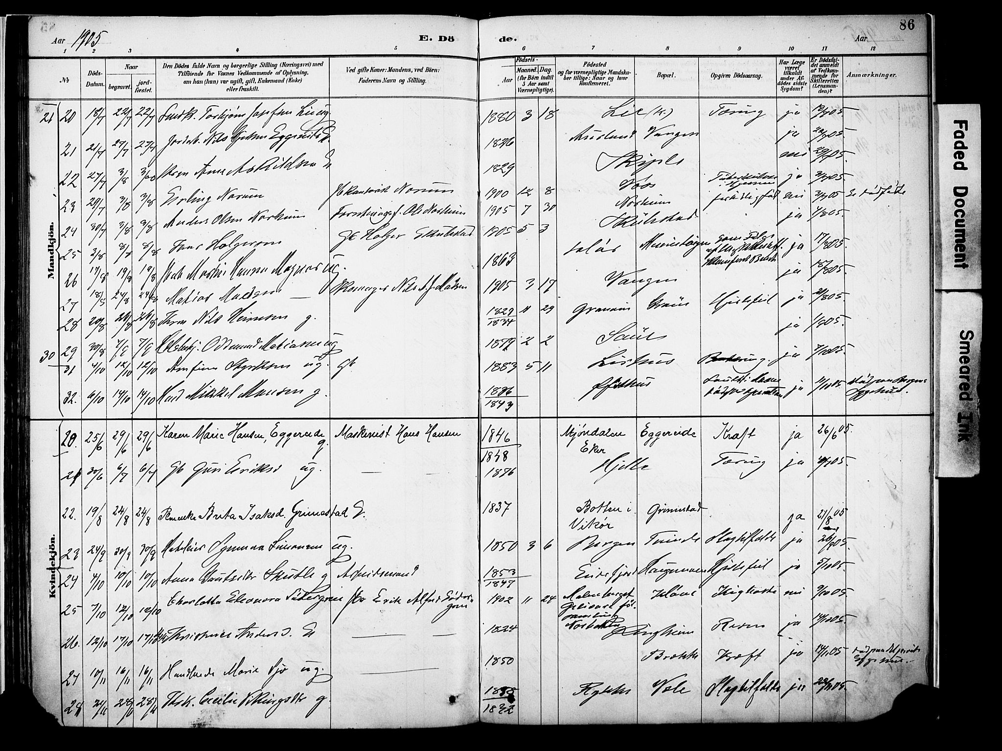 Voss sokneprestembete, AV/SAB-A-79001/H/Haa: Parish register (official) no. A 22, 1887-1909, p. 86