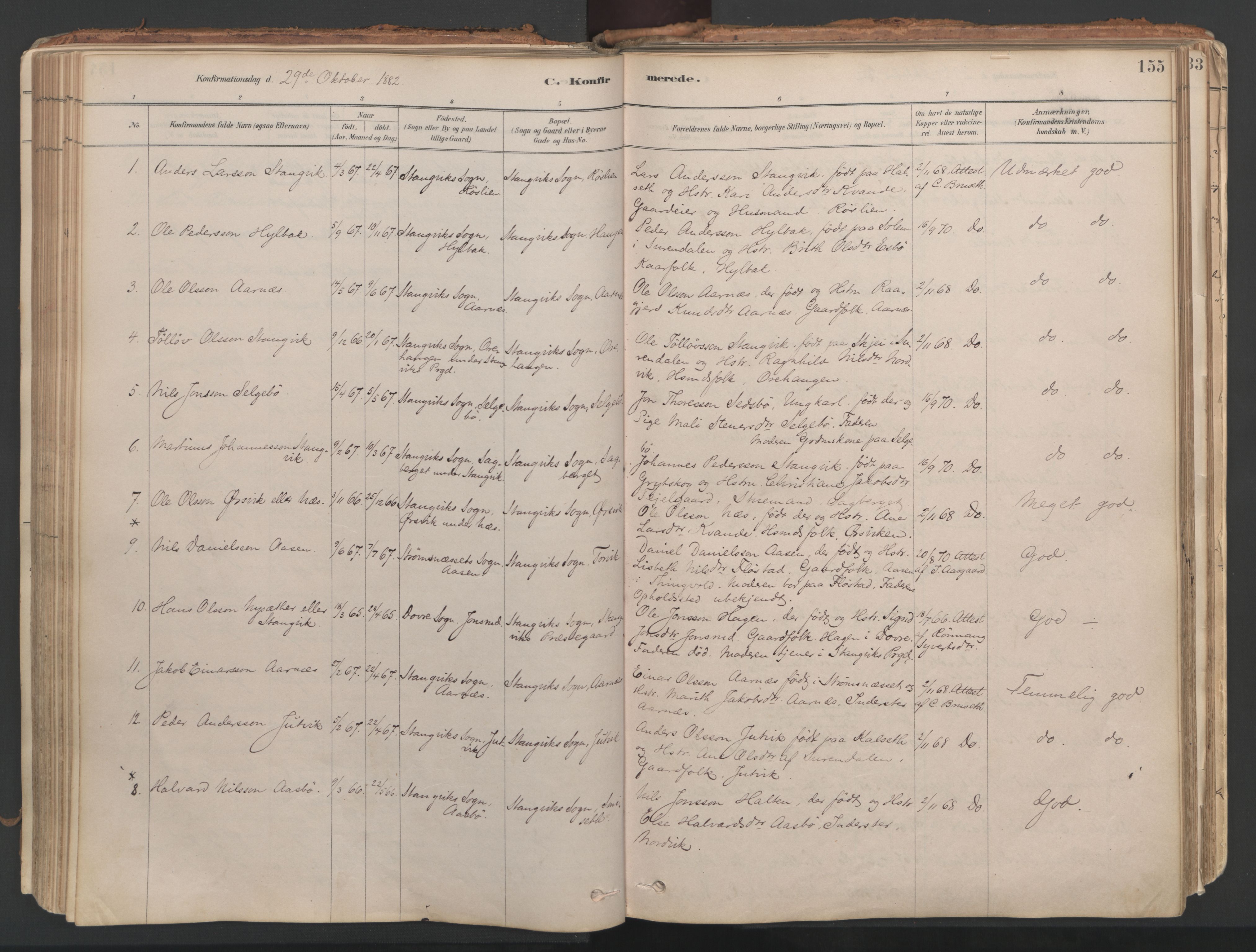 Ministerialprotokoller, klokkerbøker og fødselsregistre - Møre og Romsdal, AV/SAT-A-1454/592/L1029: Parish register (official) no. 592A07, 1879-1902, p. 155