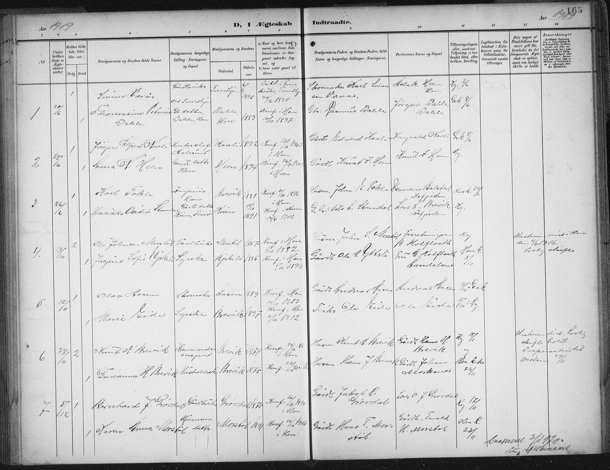 Ministerialprotokoller, klokkerbøker og fødselsregistre - Møre og Romsdal, SAT/A-1454/545/L0589: Parish register (copy) no. 545C03, 1902-1937, p. 165