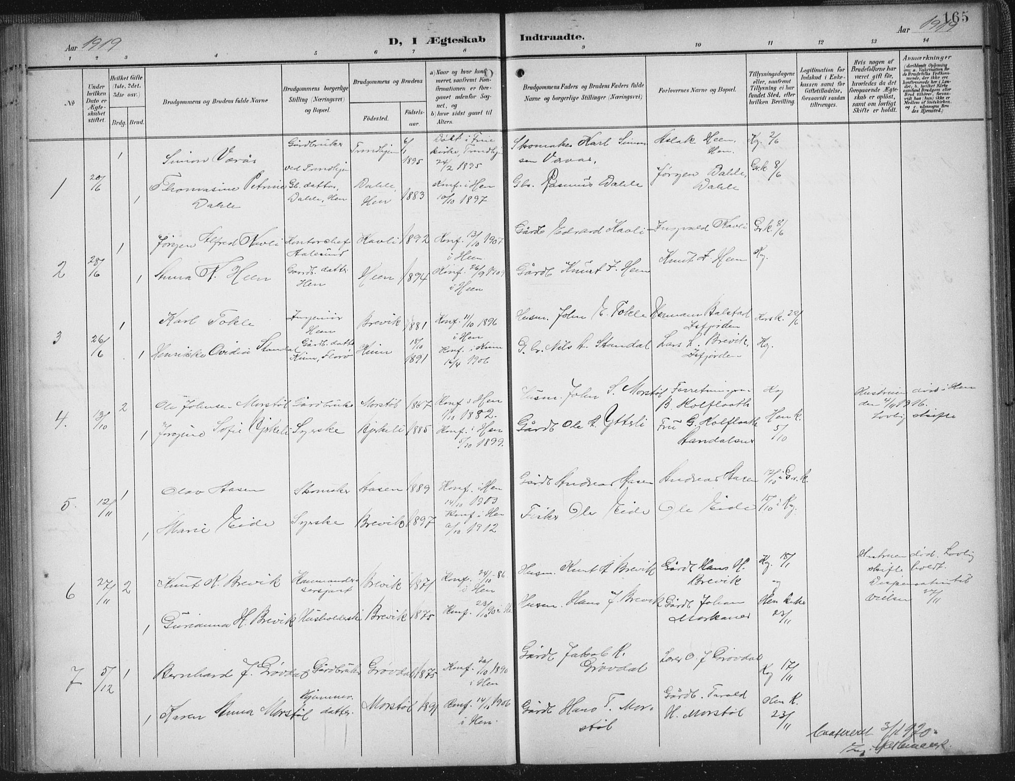 Ministerialprotokoller, klokkerbøker og fødselsregistre - Møre og Romsdal, AV/SAT-A-1454/545/L0589: Parish register (copy) no. 545C03, 1902-1937, p. 165