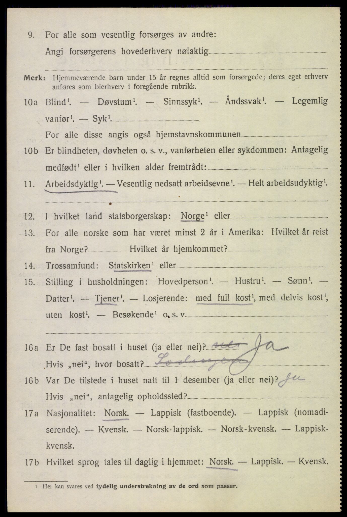 SAT, 1920 census for Evenes, 1920, p. 7905