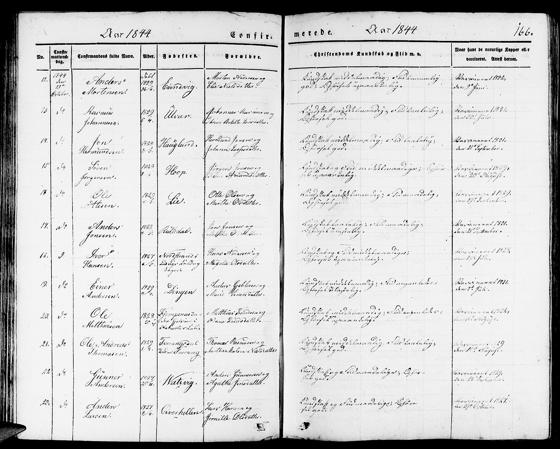Gulen sokneprestembete, AV/SAB-A-80201/H/Haa/Haaa/L0020: Parish register (official) no. A 20, 1837-1847, p. 166