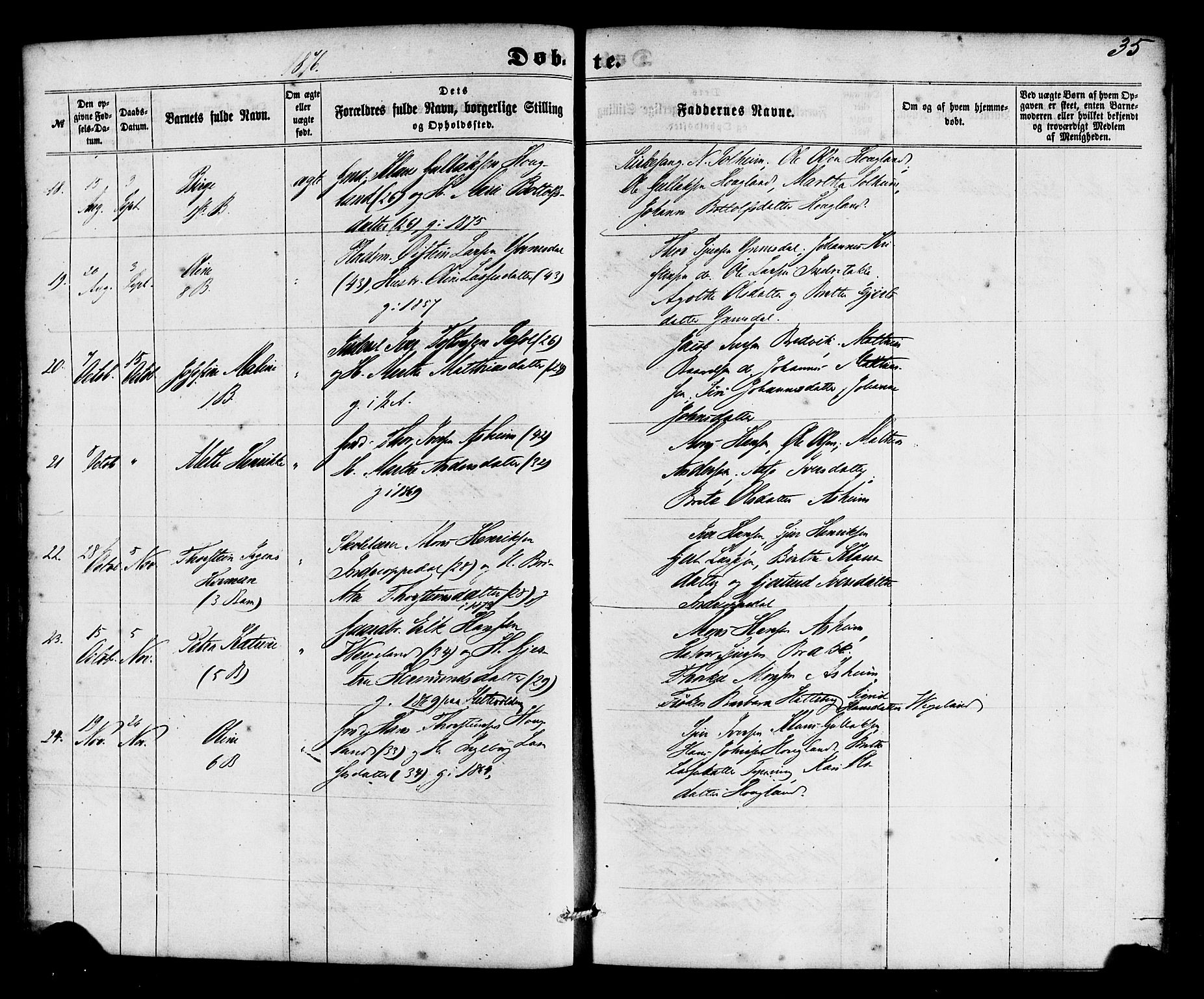 Gulen sokneprestembete, SAB/A-80201/H/Haa/Haac/L0001: Parish register (official) no. C 1, 1859-1881, p. 35