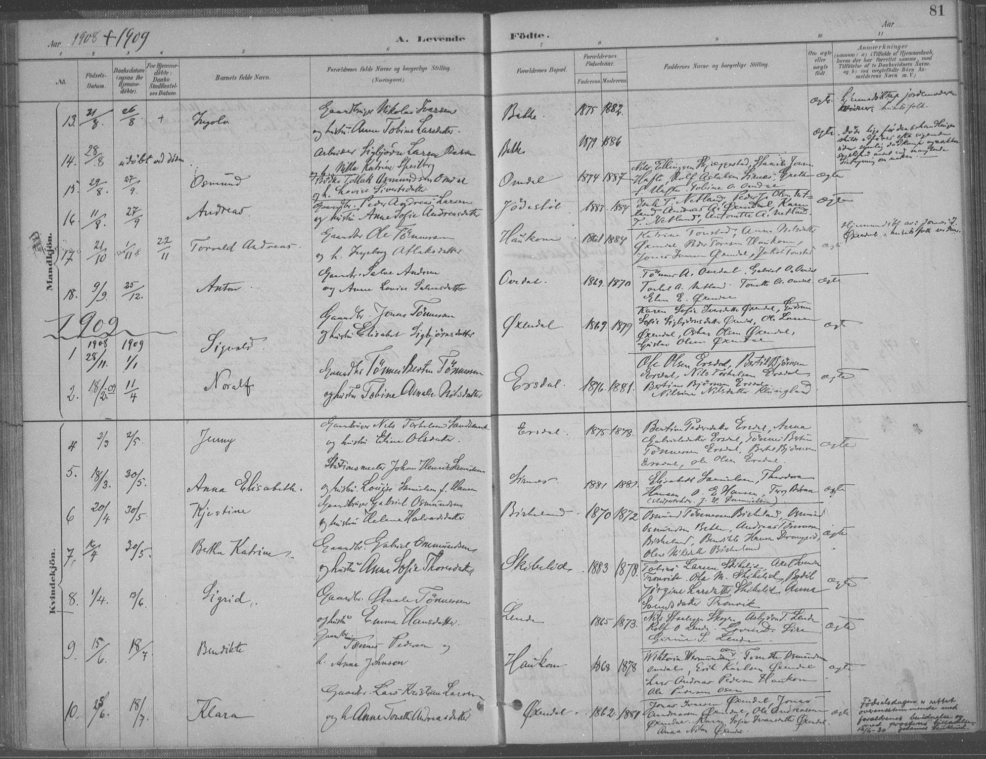 Bakke sokneprestkontor, AV/SAK-1111-0002/F/Fa/Faa/L0008: Parish register (official) no. A 8, 1887-1911, p. 81