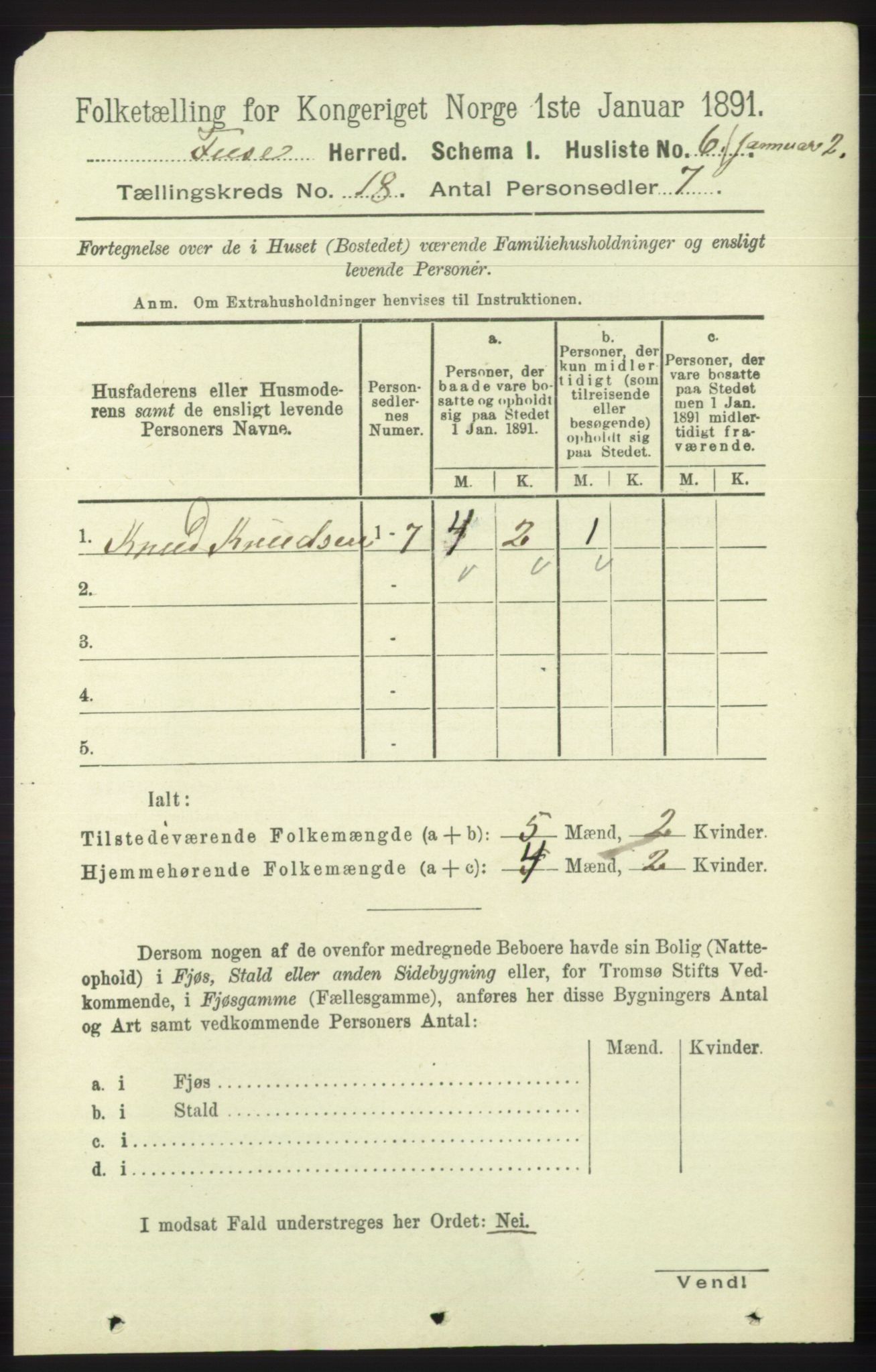 RA, 1891 census for 1241 Fusa, 1891, p. 4098