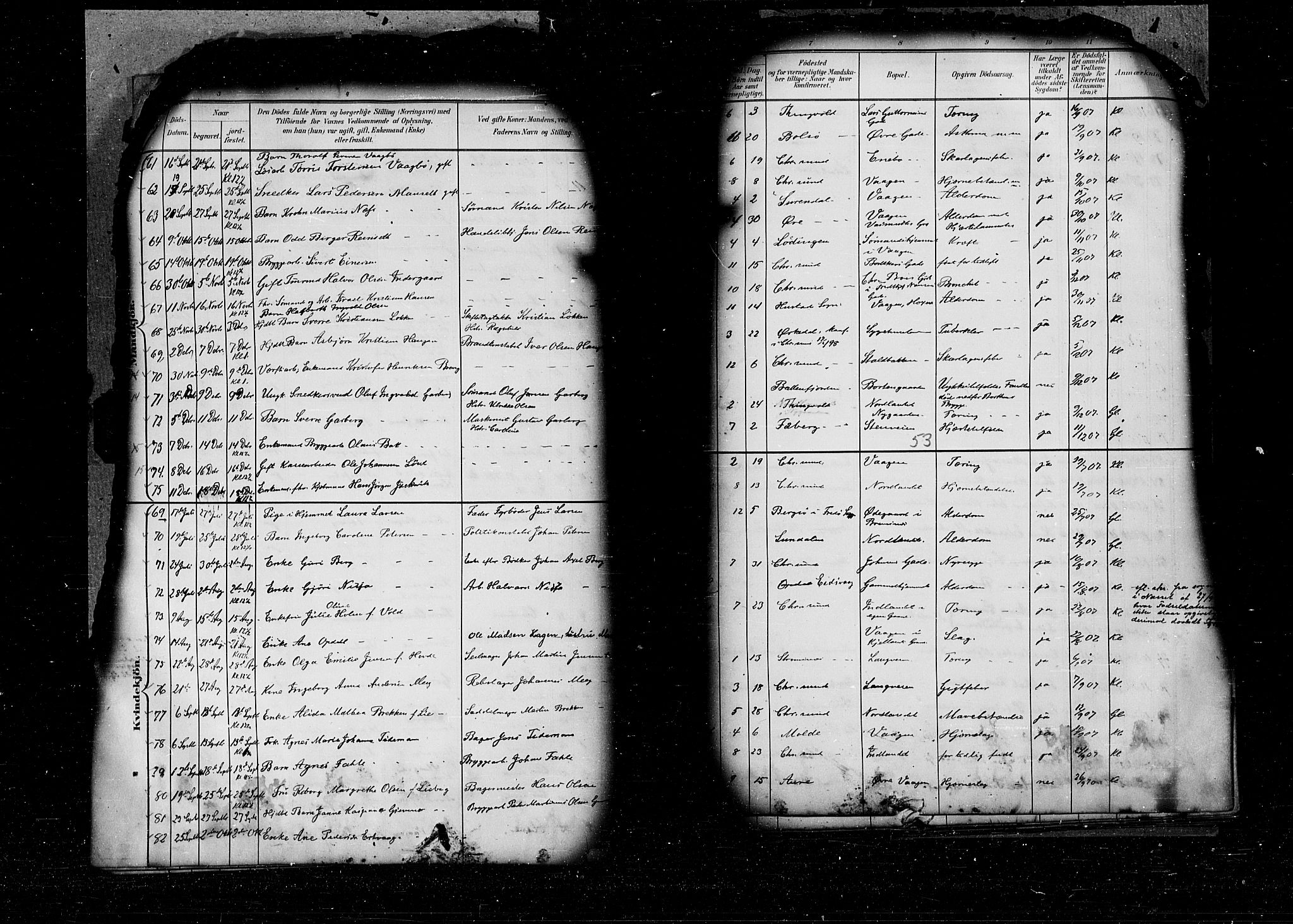 Kristiansund sokneprestkontor, SAT/A-1068/1/I/I1: Parish register (official) no. 6e, 1901-1916, p. 53
