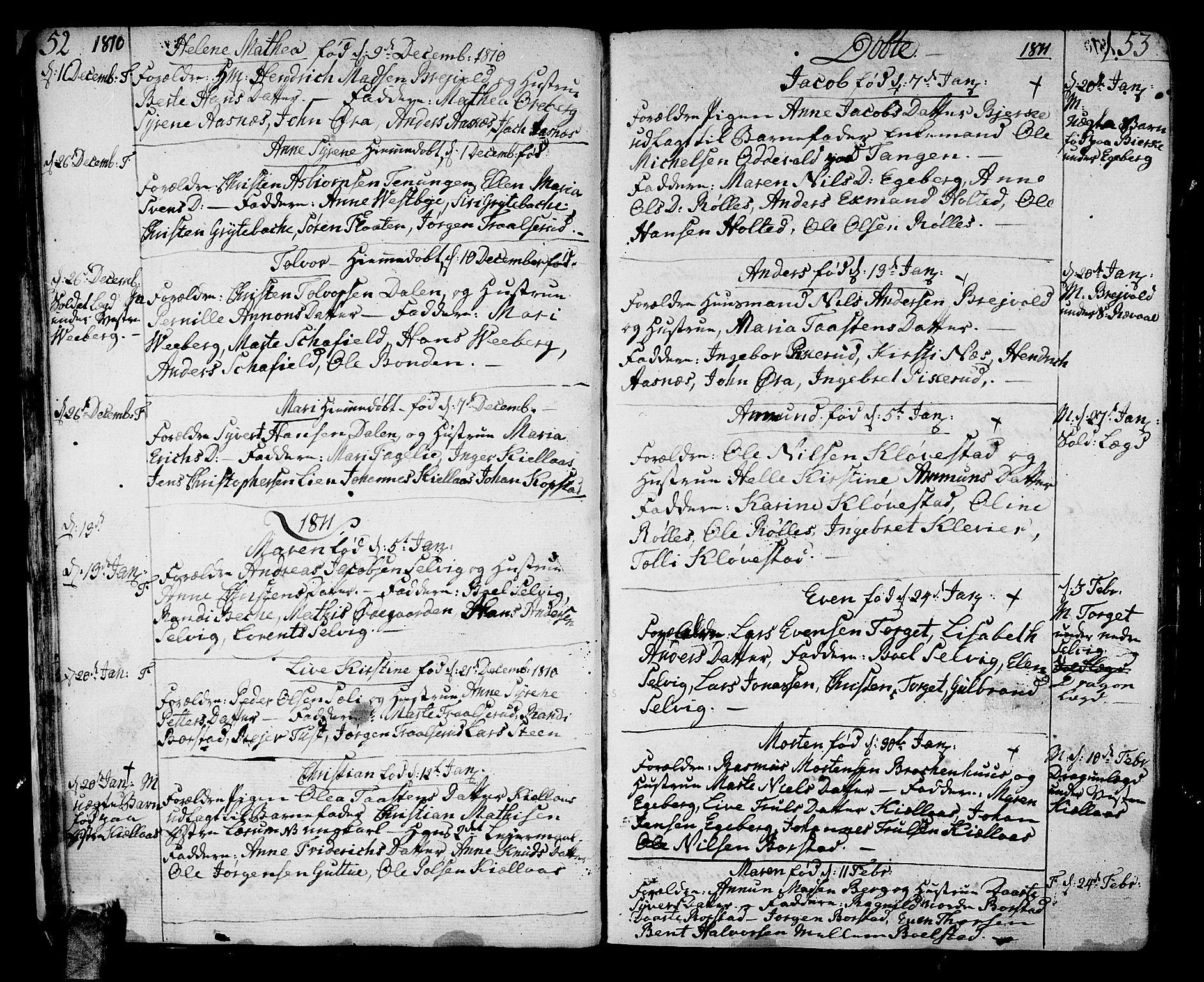 Sande Kirkebøker, SAKO/A-53/F/Fa/L0002: Parish register (official) no. 2, 1804-1814, p. 52-53