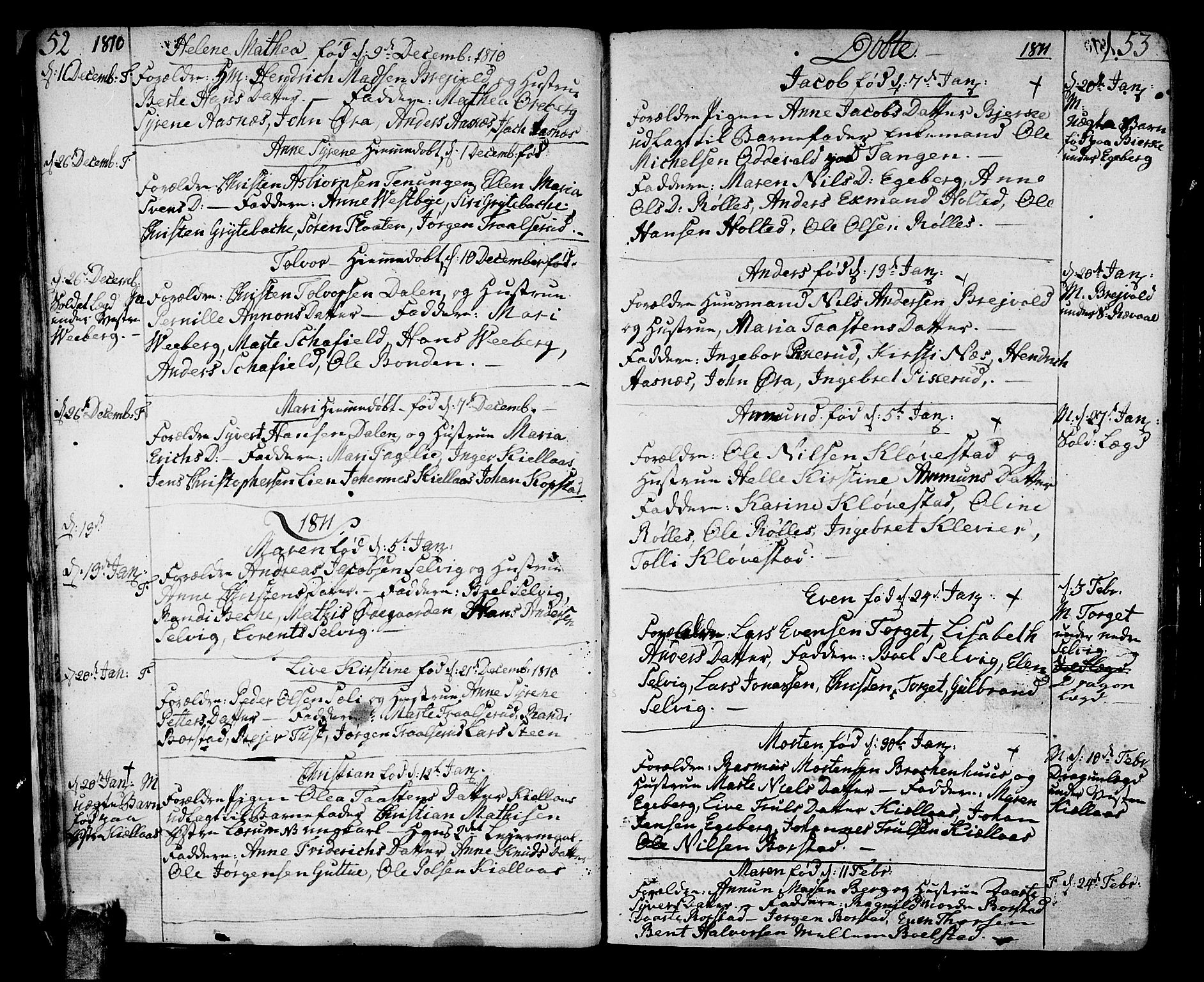 Sande Kirkebøker, AV/SAKO-A-53/F/Fa/L0002: Parish register (official) no. 2, 1804-1814, p. 52-53