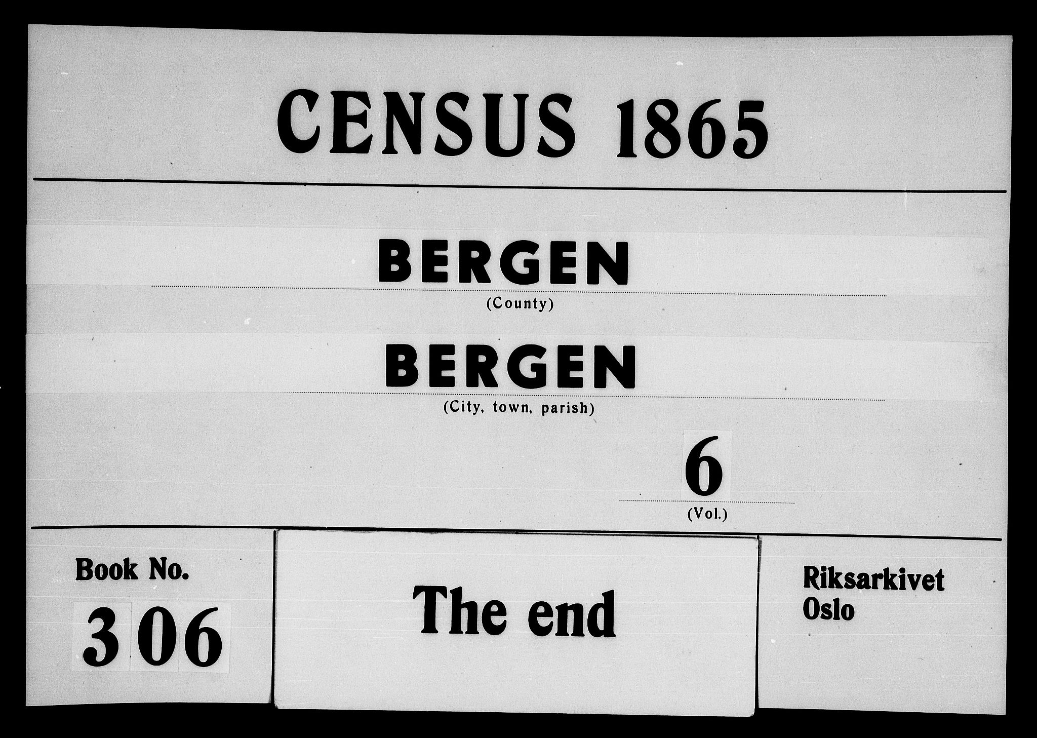 RA, 1865 census for Bergen, 1865, p. 3065