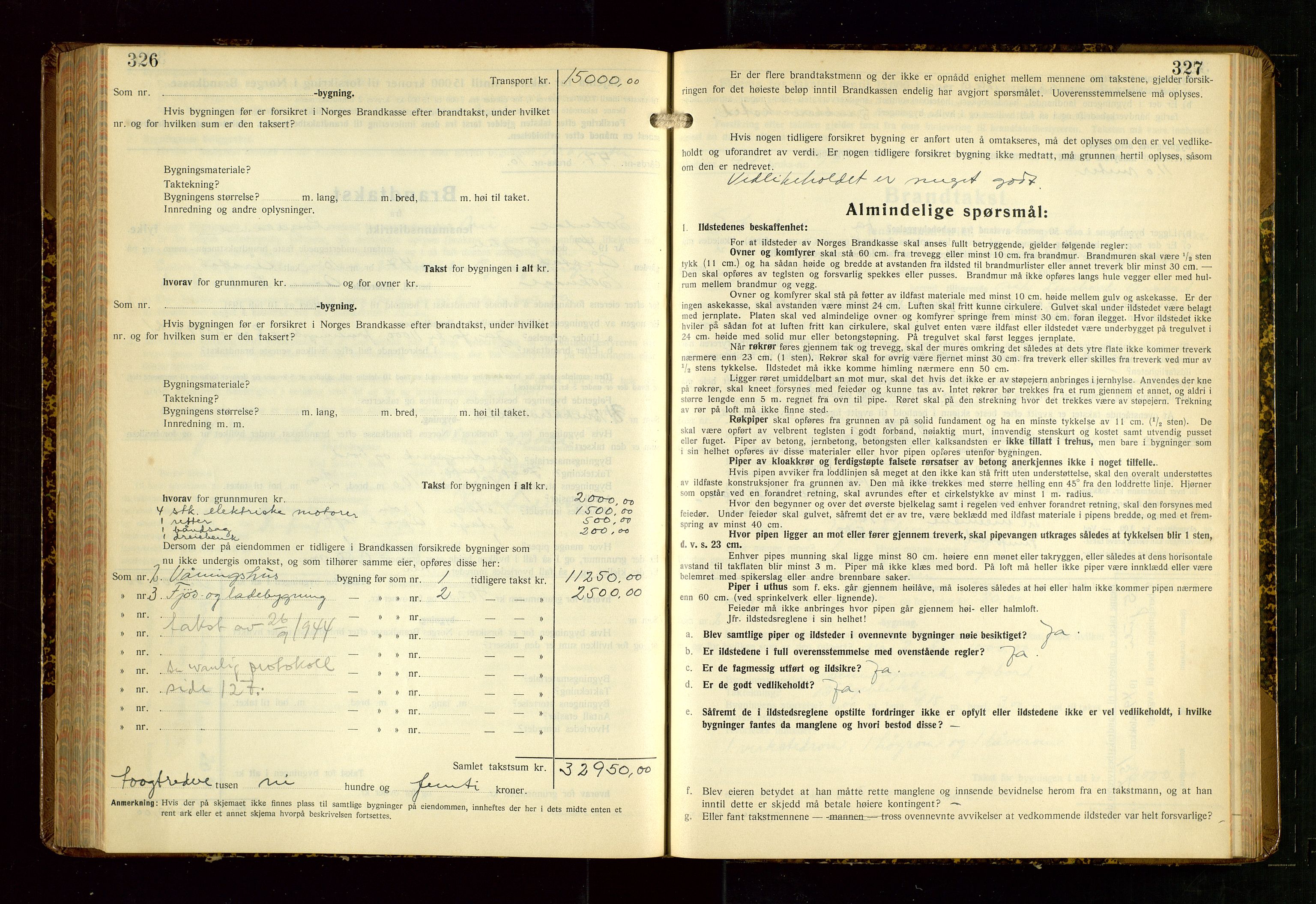 Sokndal lensmannskontor, AV/SAST-A-100417/Gob/L0008: "Brandtakst-Protokoll", 1937-1955, p. 326-327