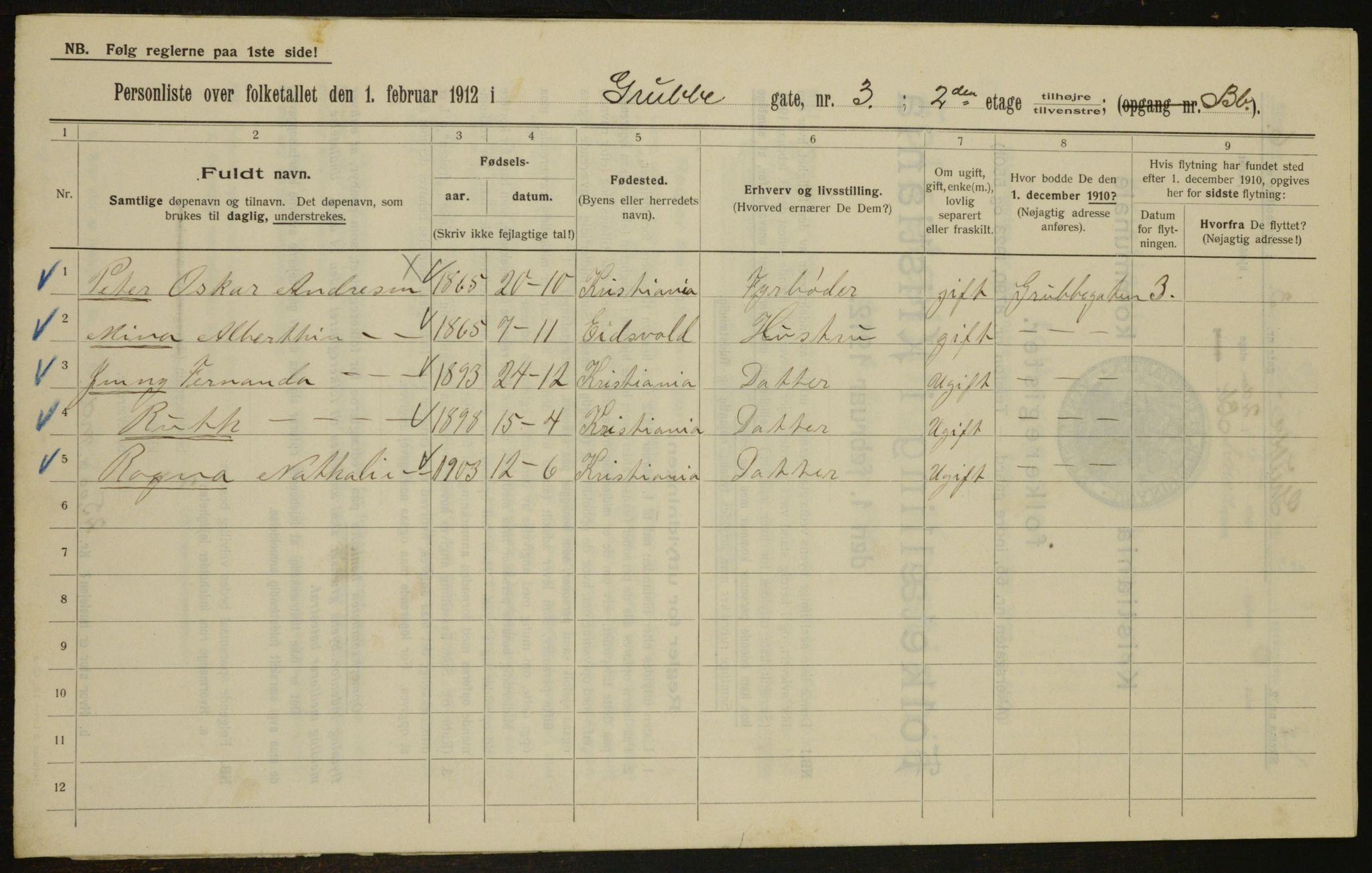 OBA, Municipal Census 1912 for Kristiania, 1912, p. 30024