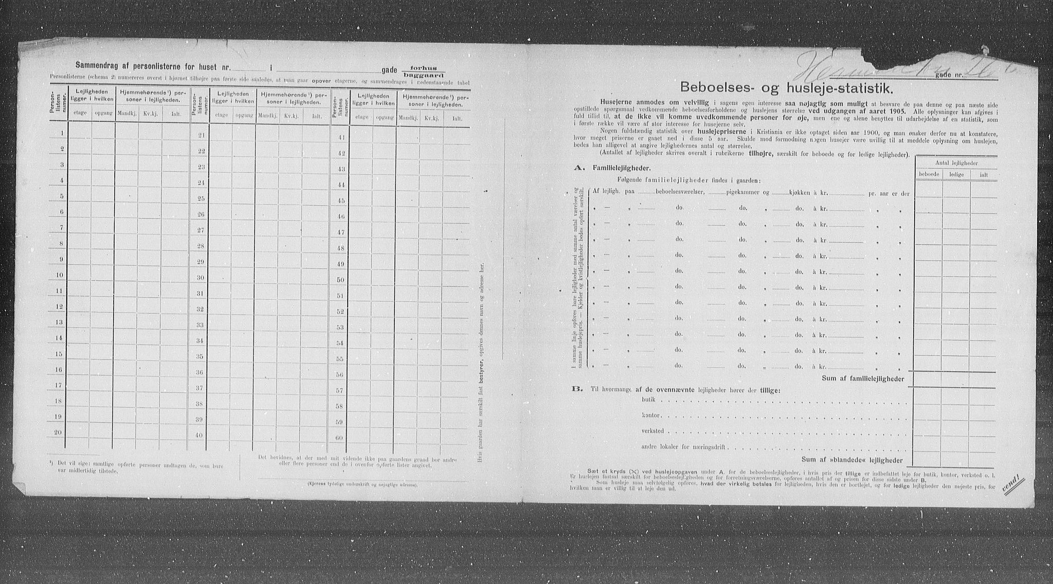 OBA, Municipal Census 1905 for Kristiania, 1905, p. 20298