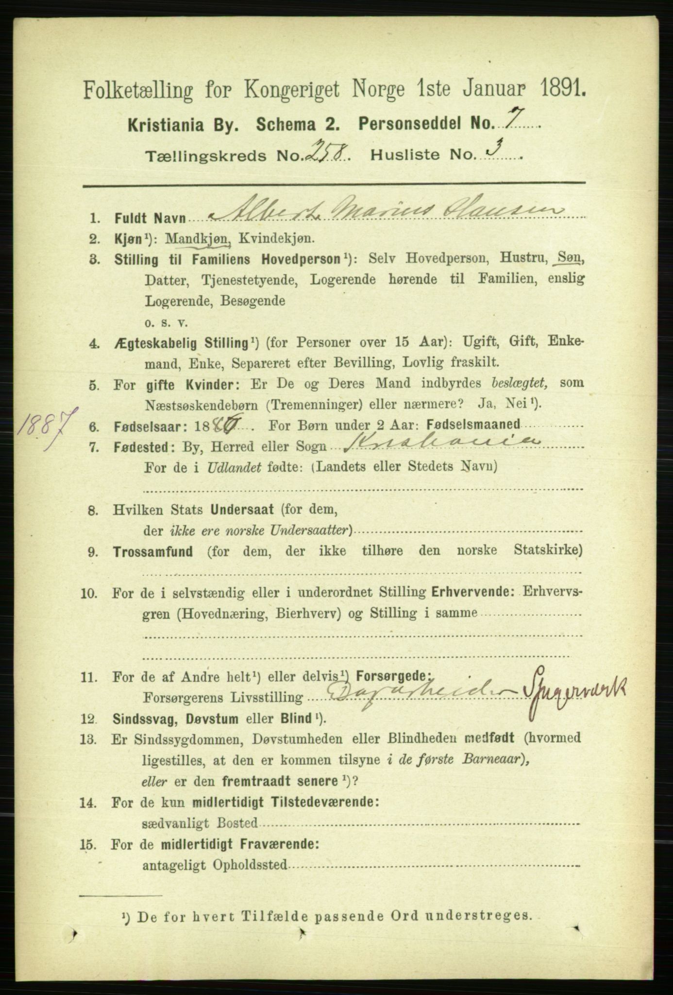 RA, 1891 census for 0301 Kristiania, 1891, p. 157149