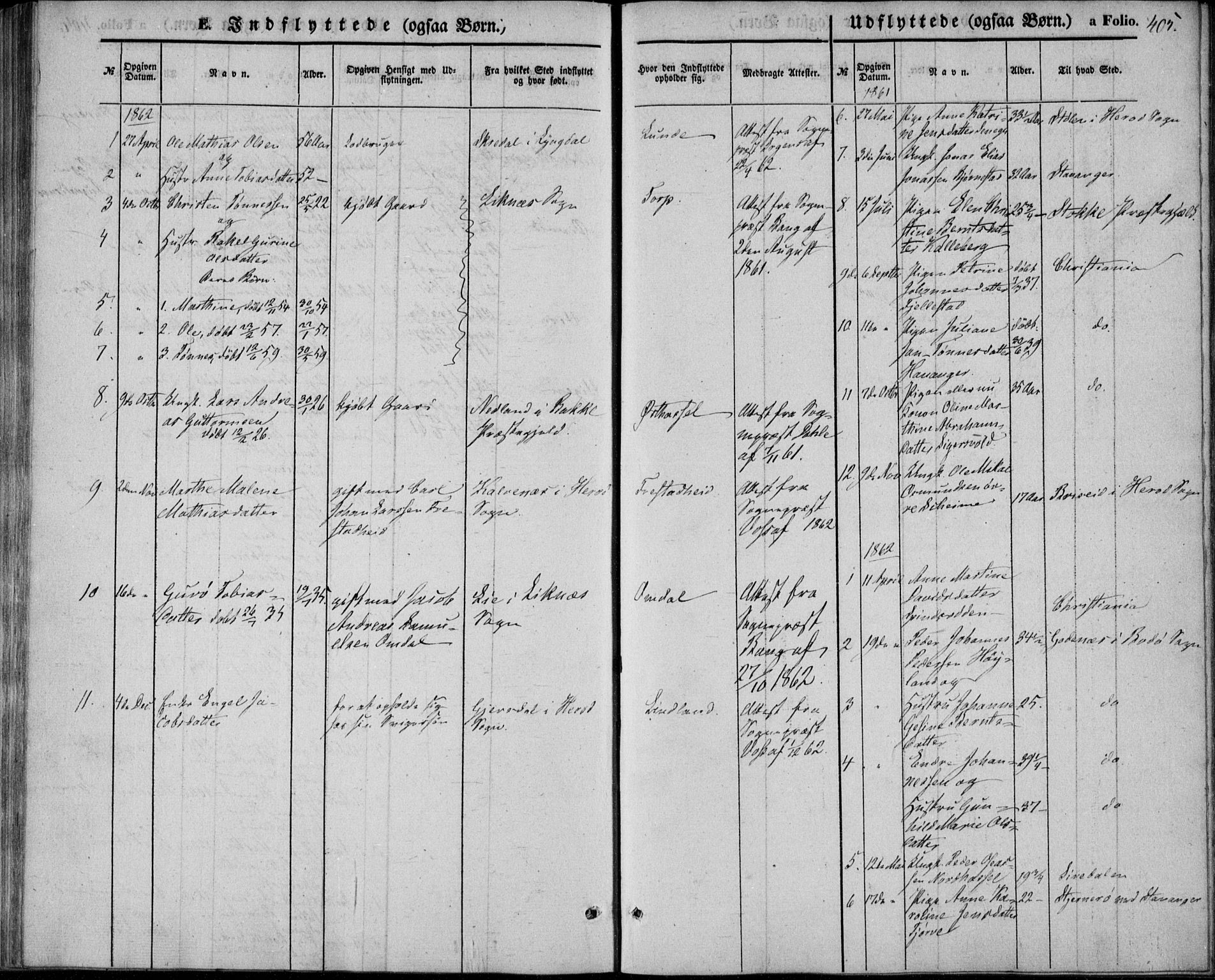 Lista sokneprestkontor, AV/SAK-1111-0027/F/Fb/L0002: Parish register (copy) no. B 2, 1847-1862, p. 405