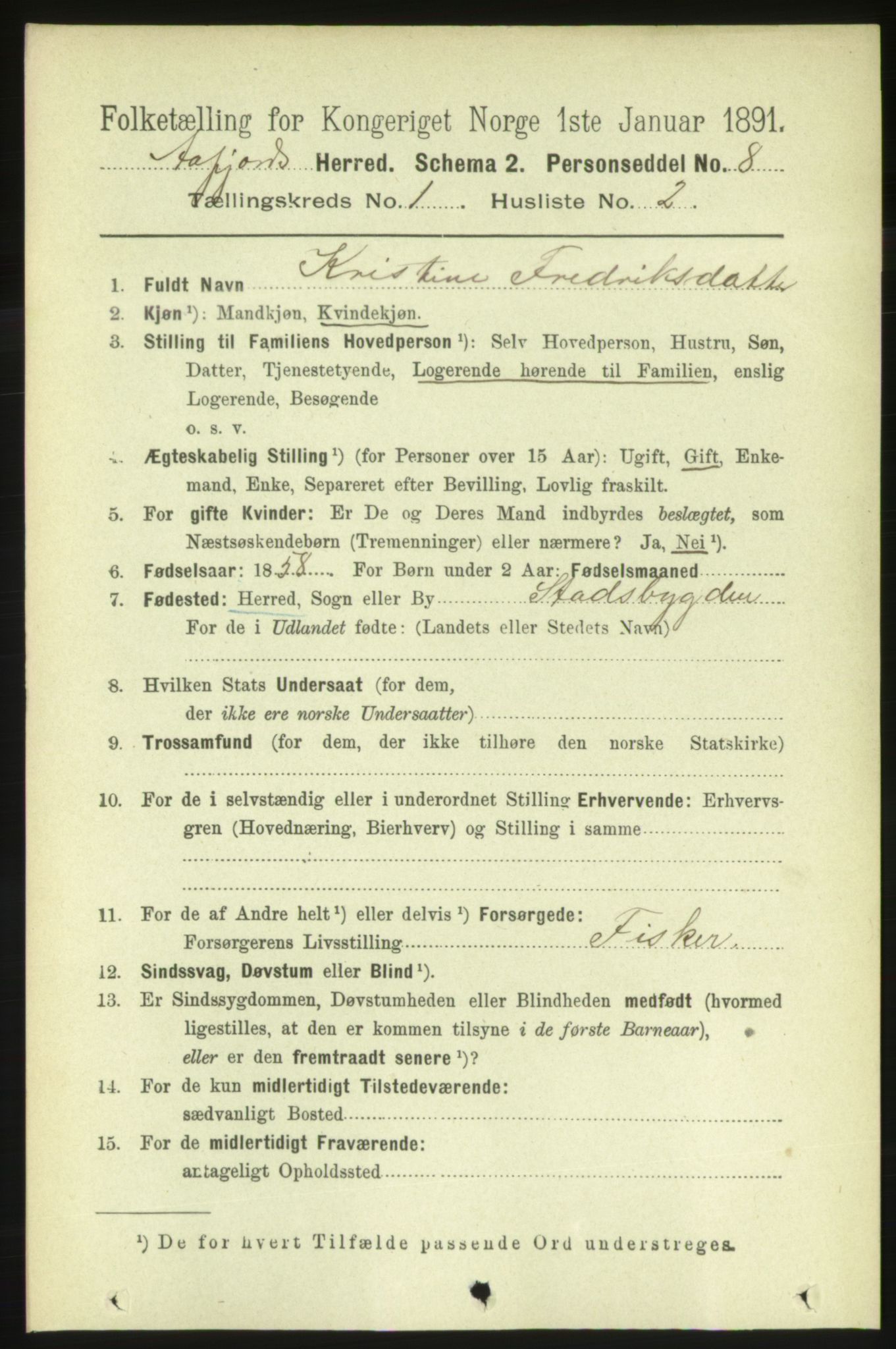 RA, 1891 census for 1630 Åfjord, 1891, p. 83