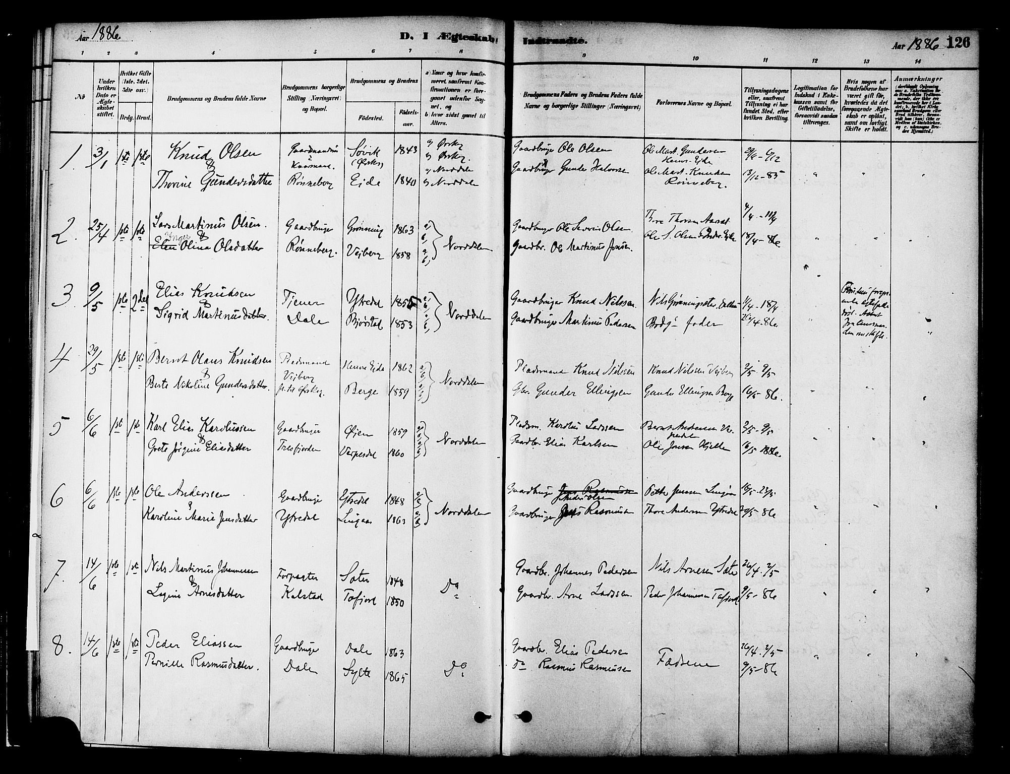 Ministerialprotokoller, klokkerbøker og fødselsregistre - Møre og Romsdal, SAT/A-1454/519/L0255: Parish register (official) no. 519A14, 1884-1908, p. 126