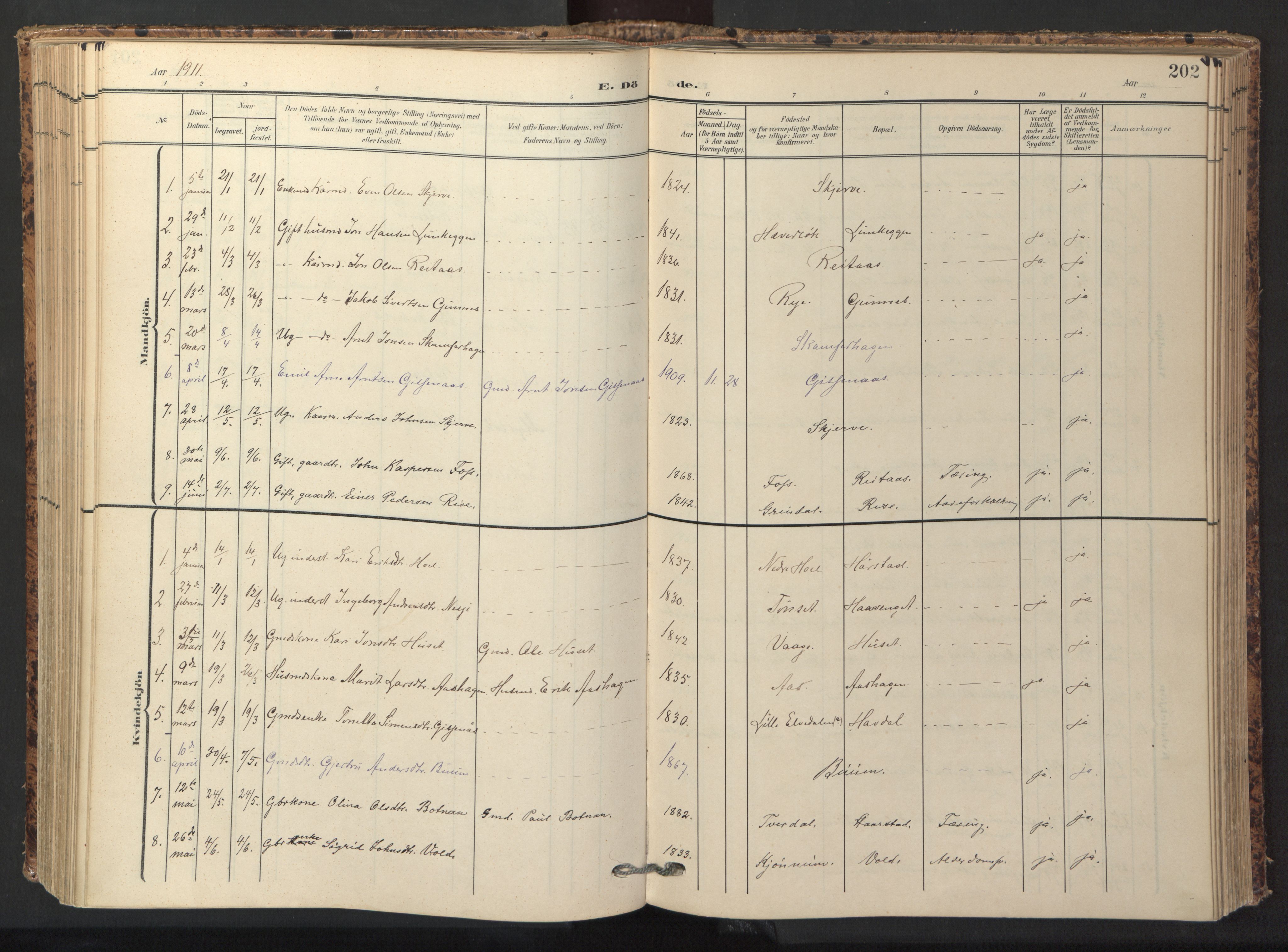 Ministerialprotokoller, klokkerbøker og fødselsregistre - Sør-Trøndelag, SAT/A-1456/674/L0873: Parish register (official) no. 674A05, 1908-1923, p. 202