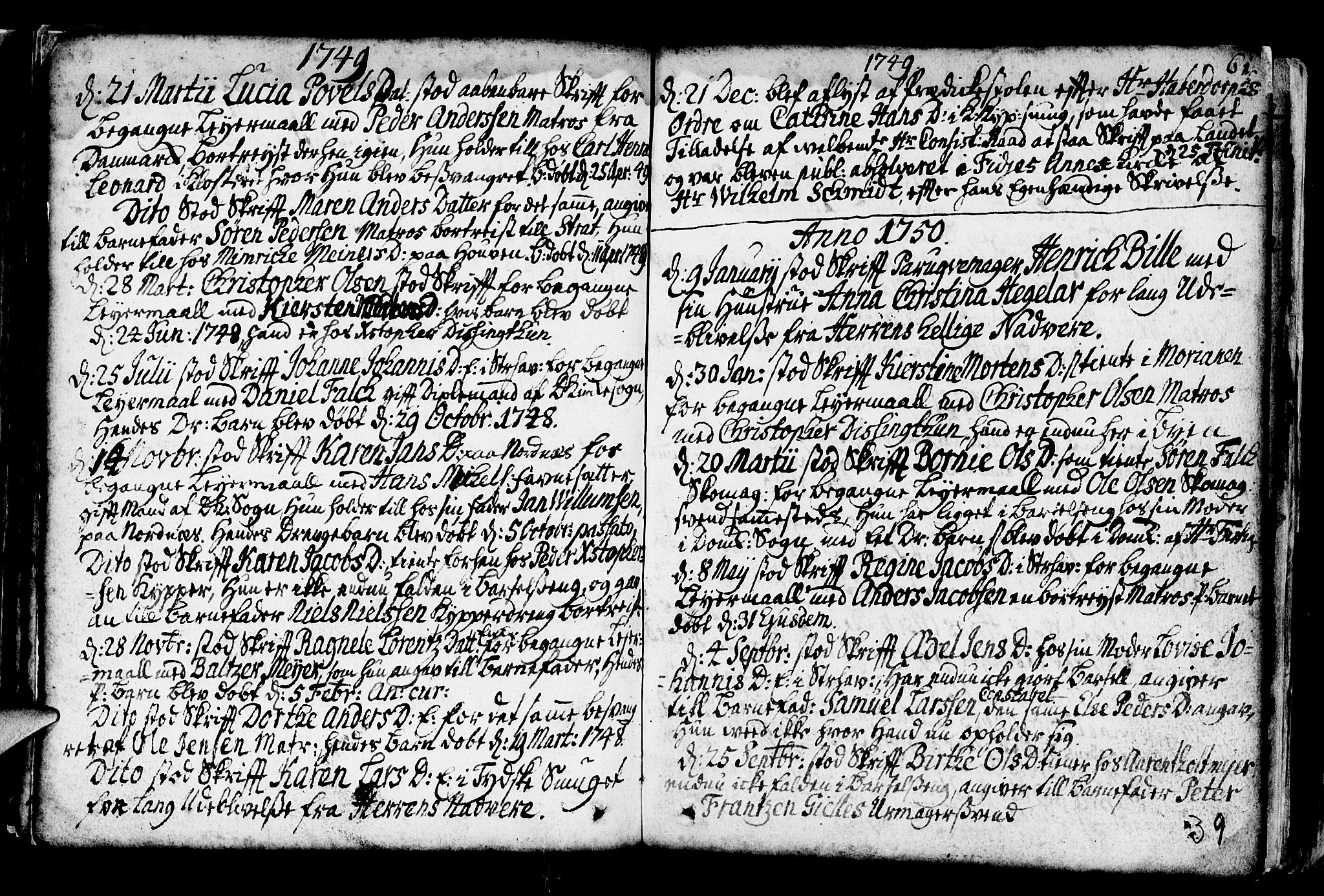 Nykirken Sokneprestembete, SAB/A-77101/H/Haa/L0001: Parish register (official) no. A 1, 1668-1820, p. 39
