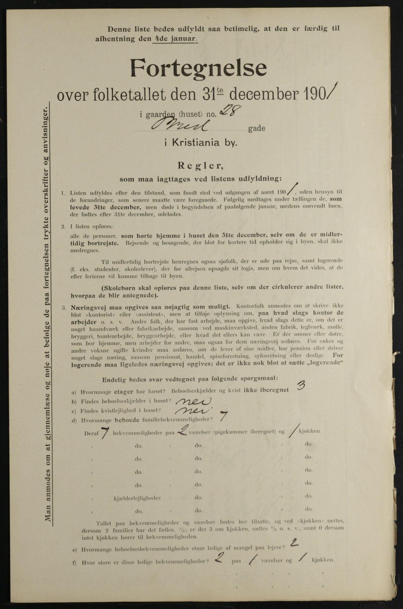 OBA, Municipal Census 1901 for Kristiania, 1901, p. 1423