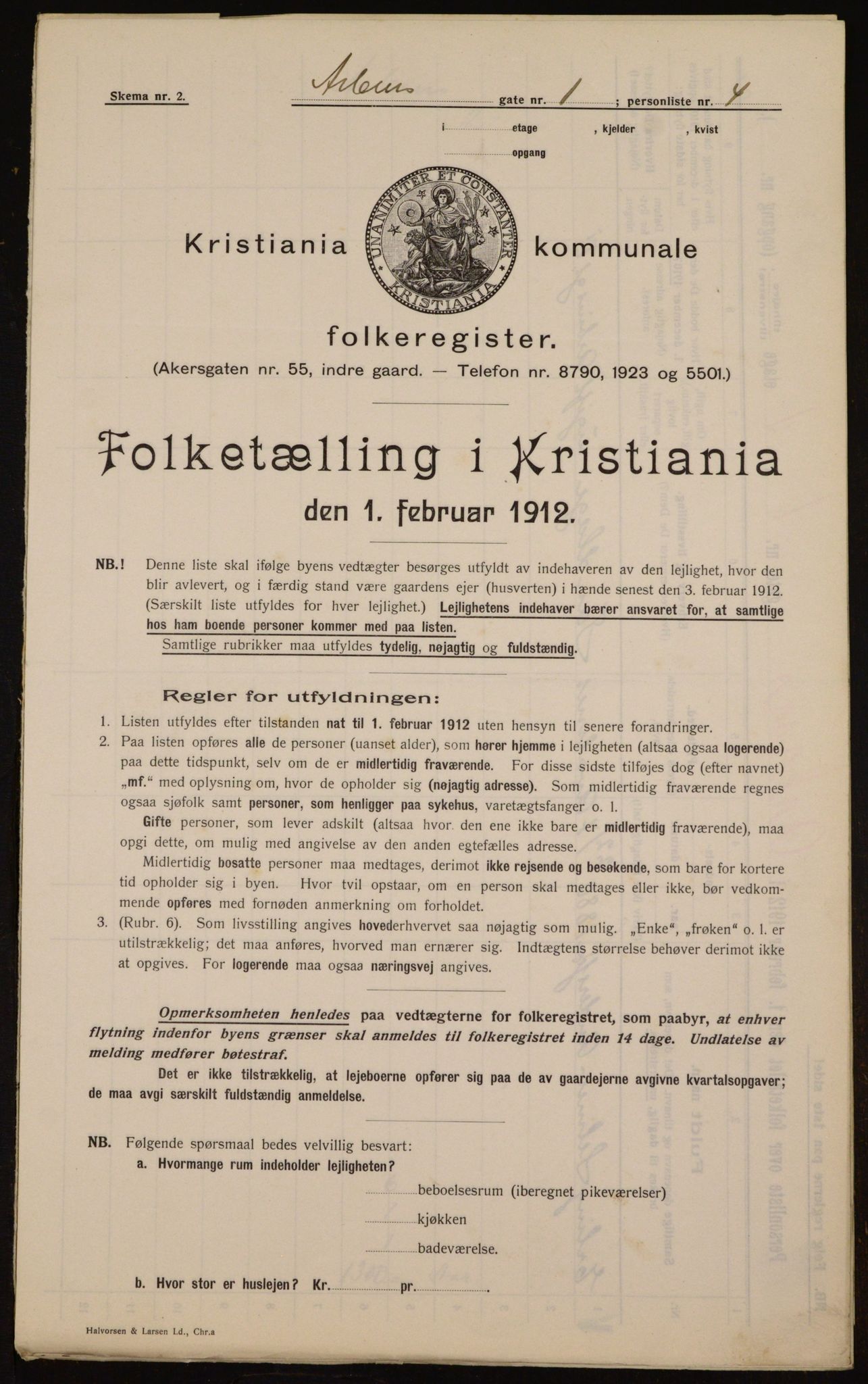 OBA, Municipal Census 1912 for Kristiania, 1912, p. 1425