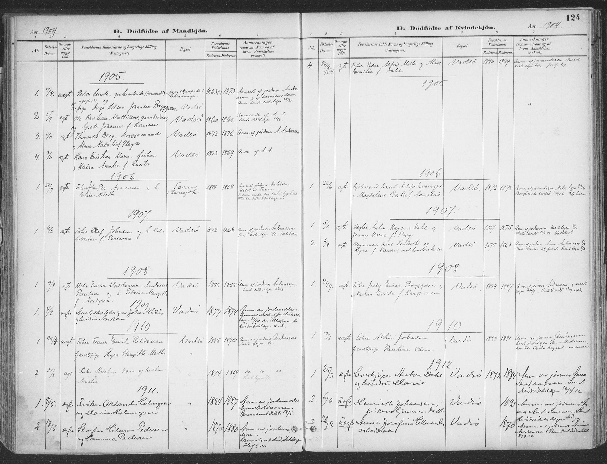 Vadsø sokneprestkontor, SATØ/S-1325/H/Ha/L0007kirke: Parish register (official) no. 7, 1896-1916, p. 124