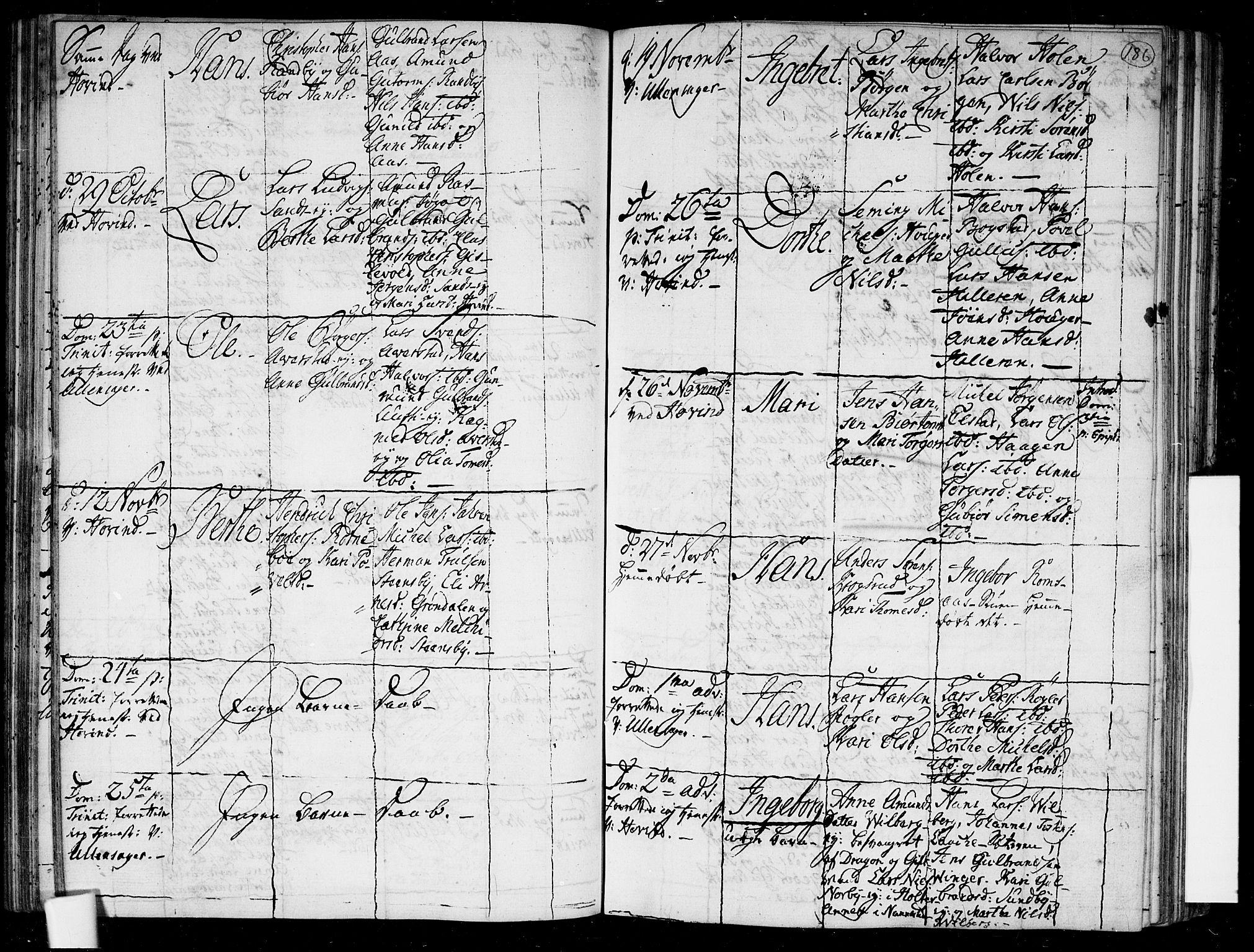 Ullensaker prestekontor Kirkebøker, SAO/A-10236a/F/Fa/L0006: Parish register (official) no. I 6, 1762-1785, p. 186