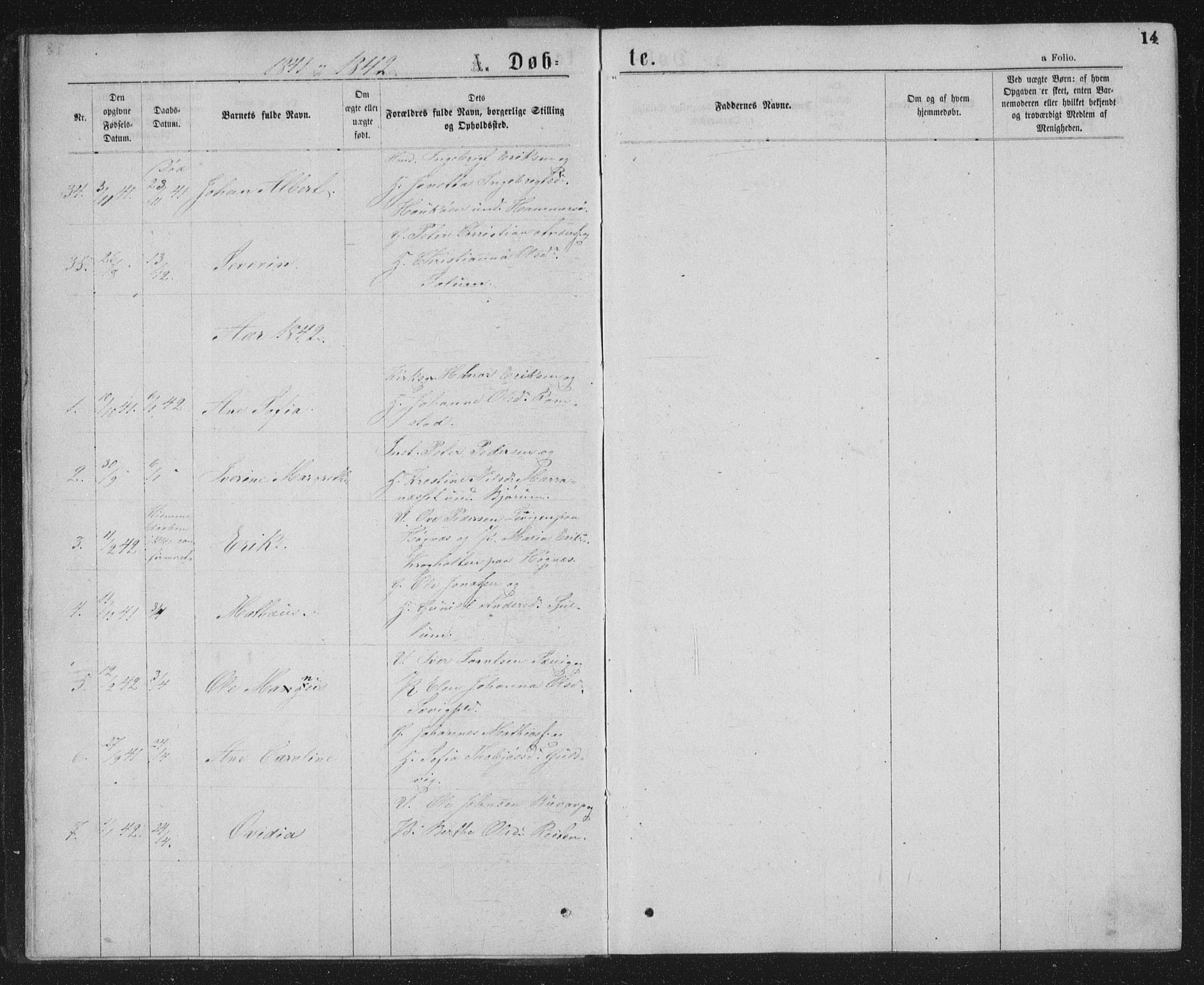 Ministerialprotokoller, klokkerbøker og fødselsregistre - Nord-Trøndelag, AV/SAT-A-1458/768/L0566: Parish register (official) no. 768A01, 1836-1865, p. 14