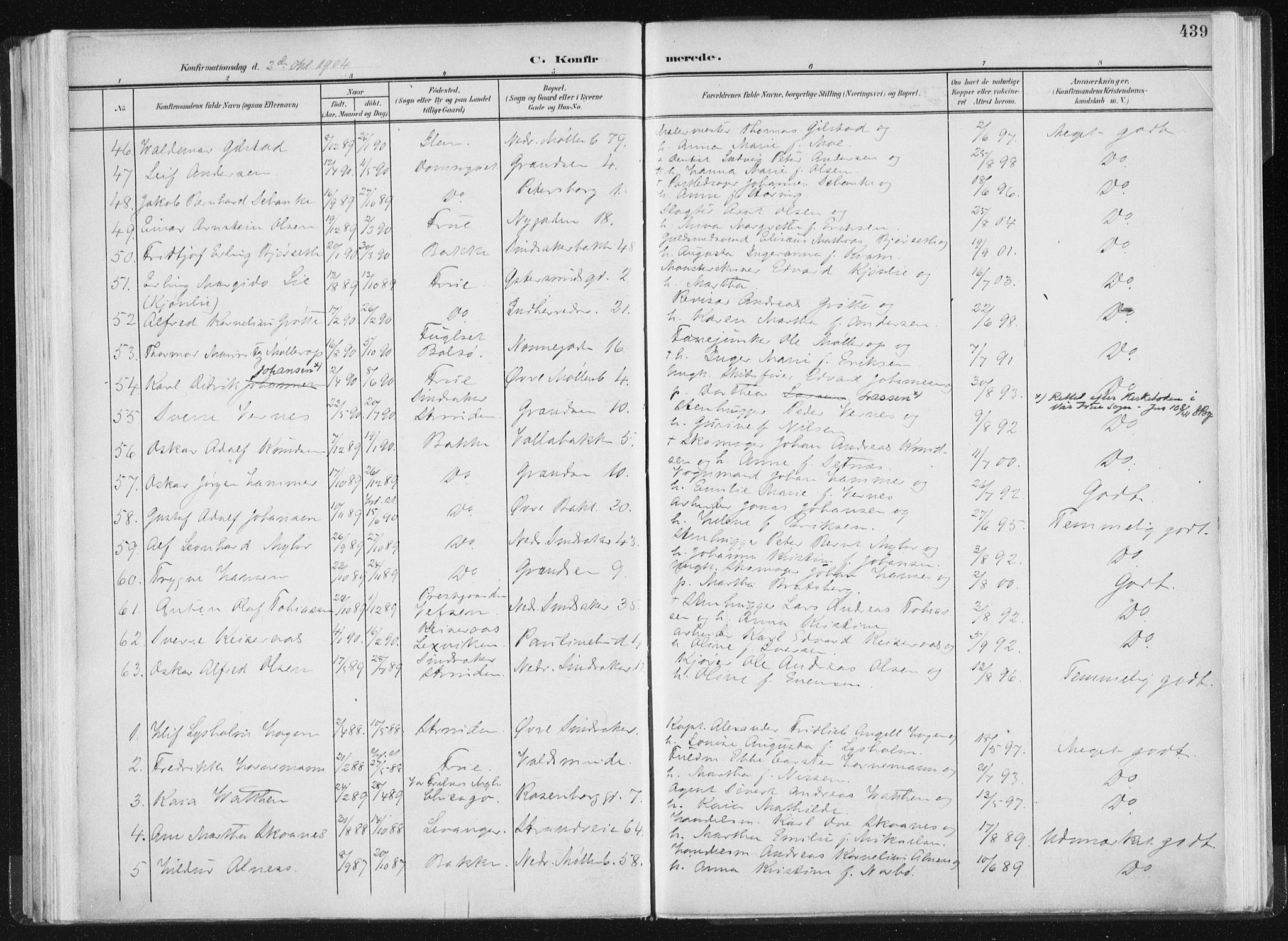 Ministerialprotokoller, klokkerbøker og fødselsregistre - Sør-Trøndelag, AV/SAT-A-1456/604/L0200: Parish register (official) no. 604A20II, 1901-1908, p. 439