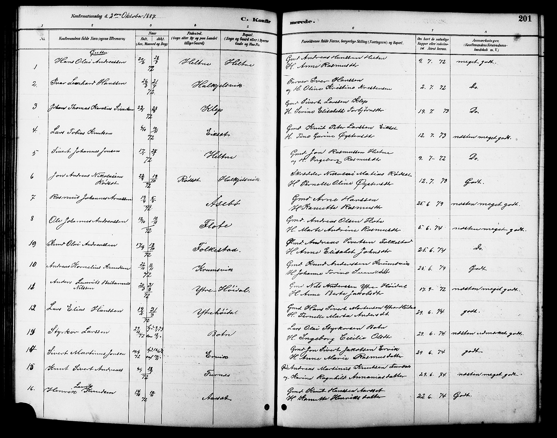 Ministerialprotokoller, klokkerbøker og fødselsregistre - Møre og Romsdal, SAT/A-1454/511/L0158: Parish register (copy) no. 511C04, 1884-1903, p. 201