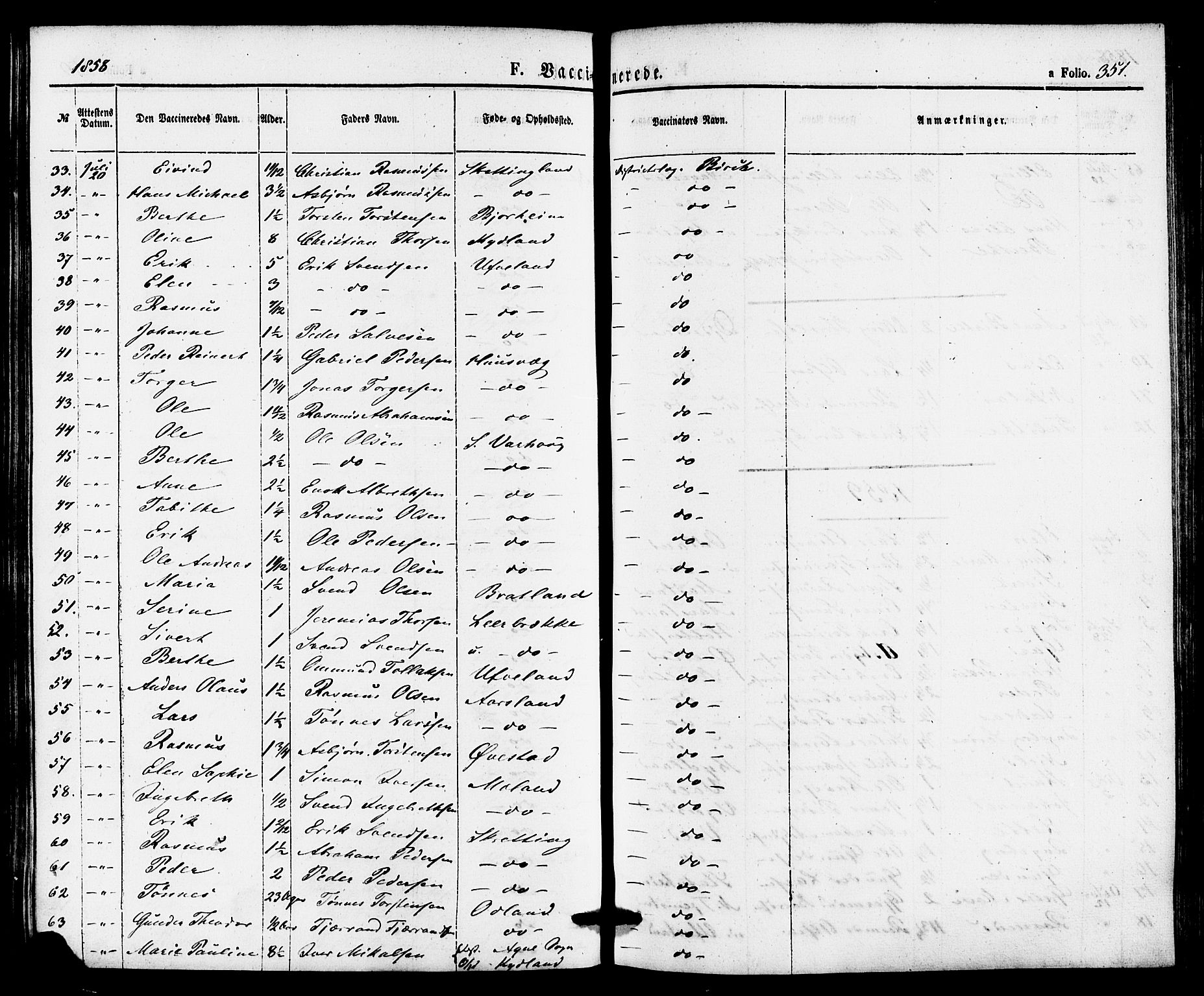 Hå sokneprestkontor, AV/SAST-A-101801/001/30BA/L0009: Parish register (official) no. A 8, 1855-1878, p. 351