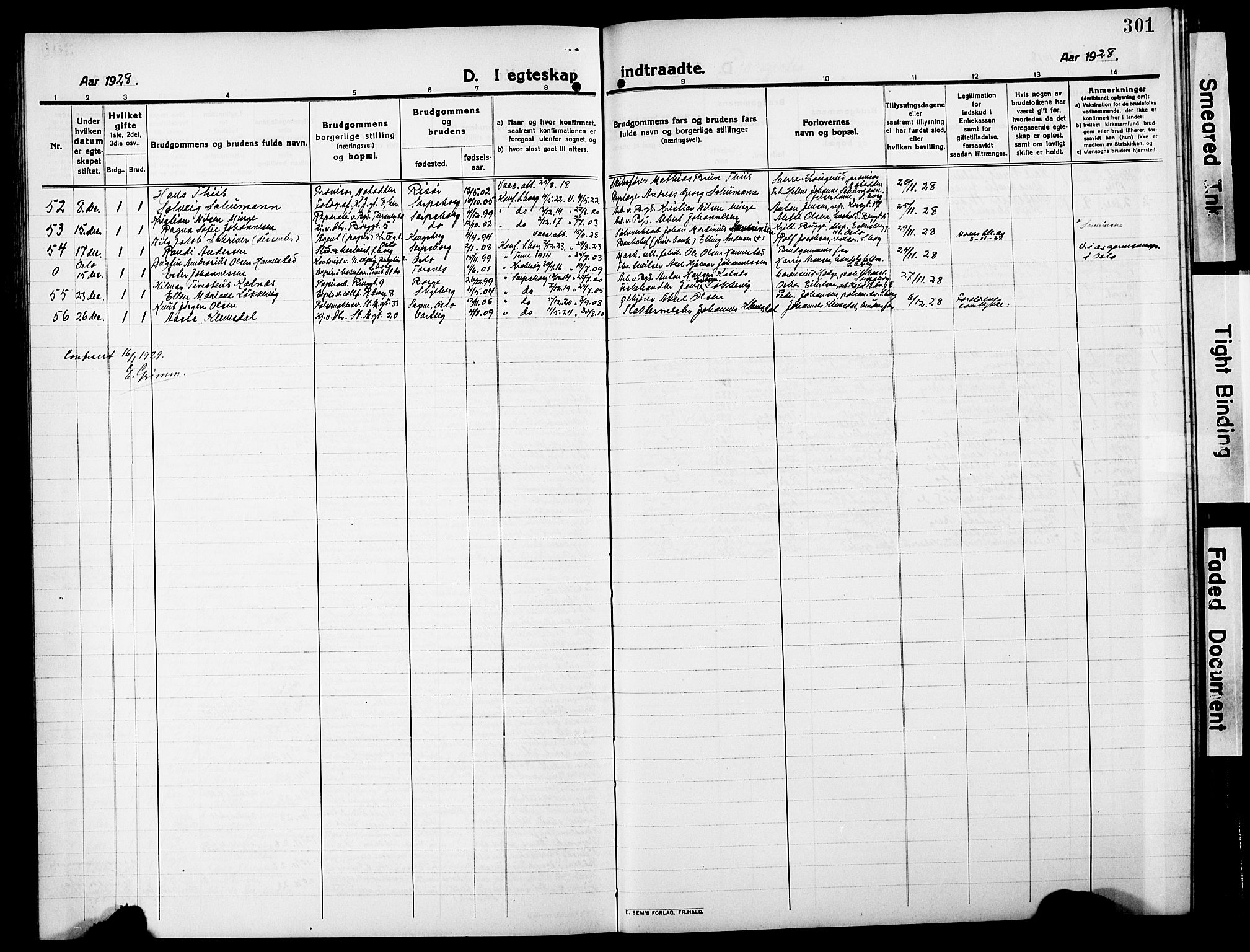 Sarpsborg prestekontor Kirkebøker, AV/SAO-A-2006/G/Ga/L0002: Parish register (copy) no. 2, 1912-1931, p. 301